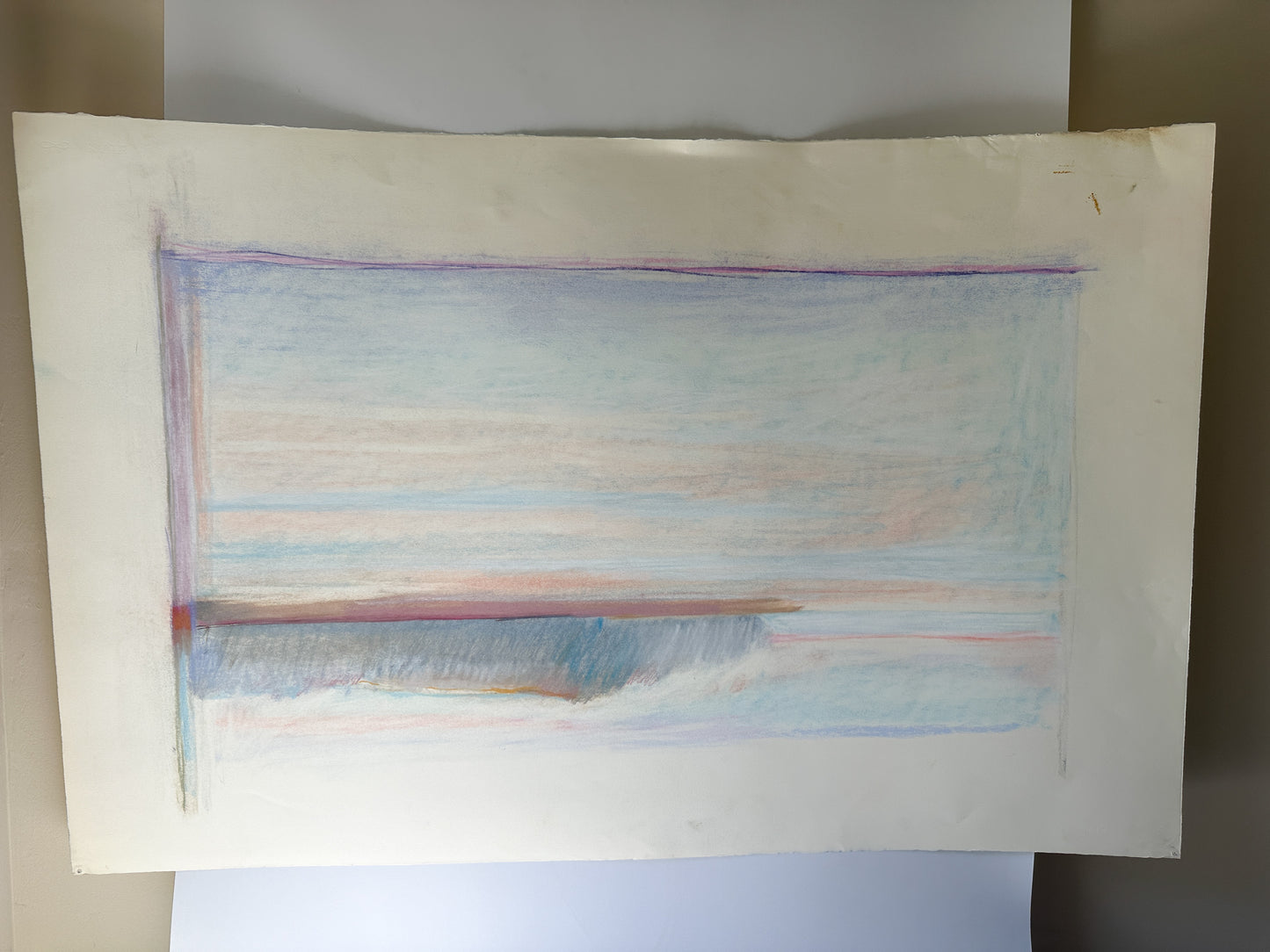 Pastel Blue Abstract Sky - Pastel by Jane Matteson (40"W x 26"H)