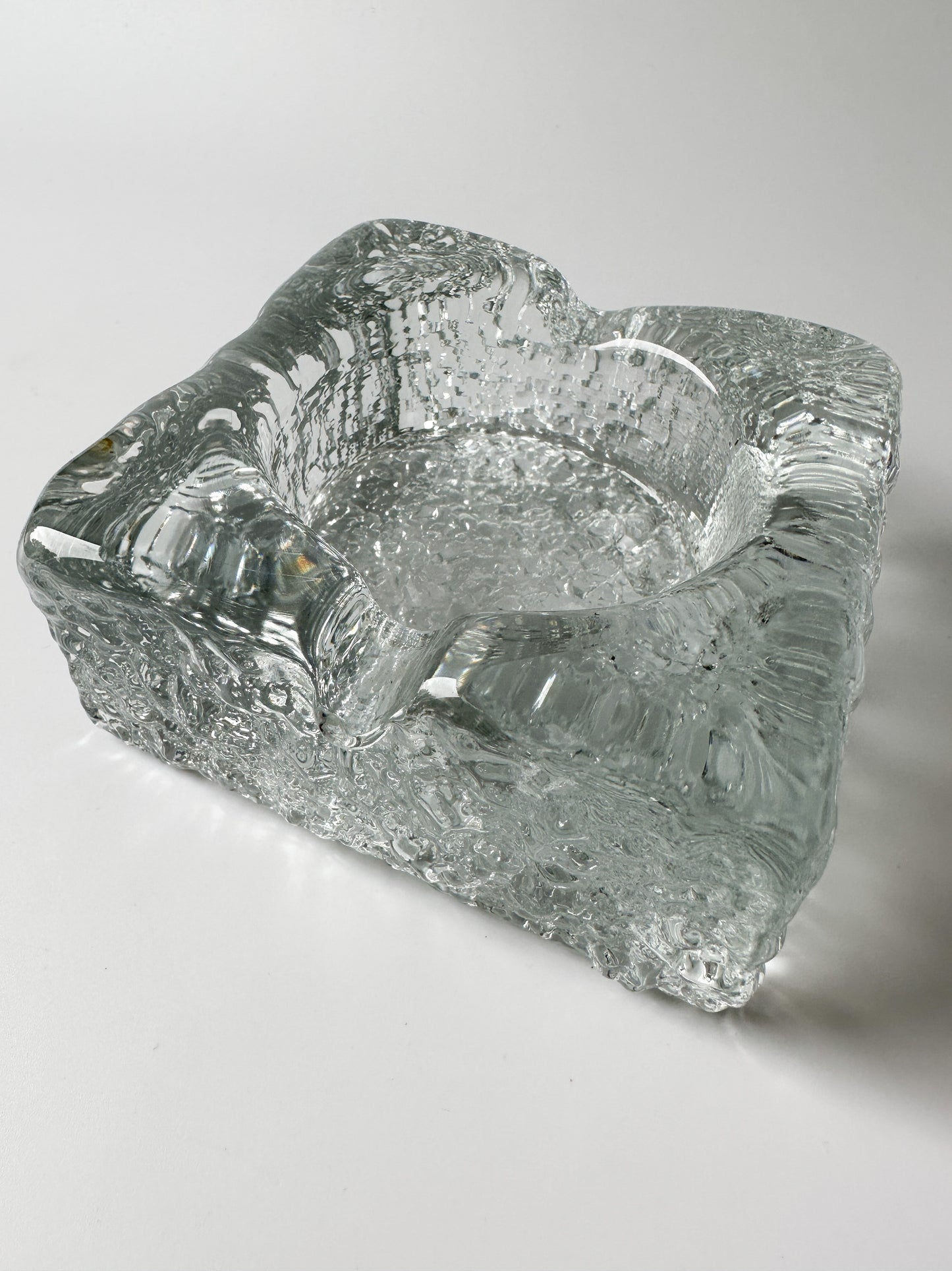 Vintage Orrefors Textured Ice Glass Ashtray