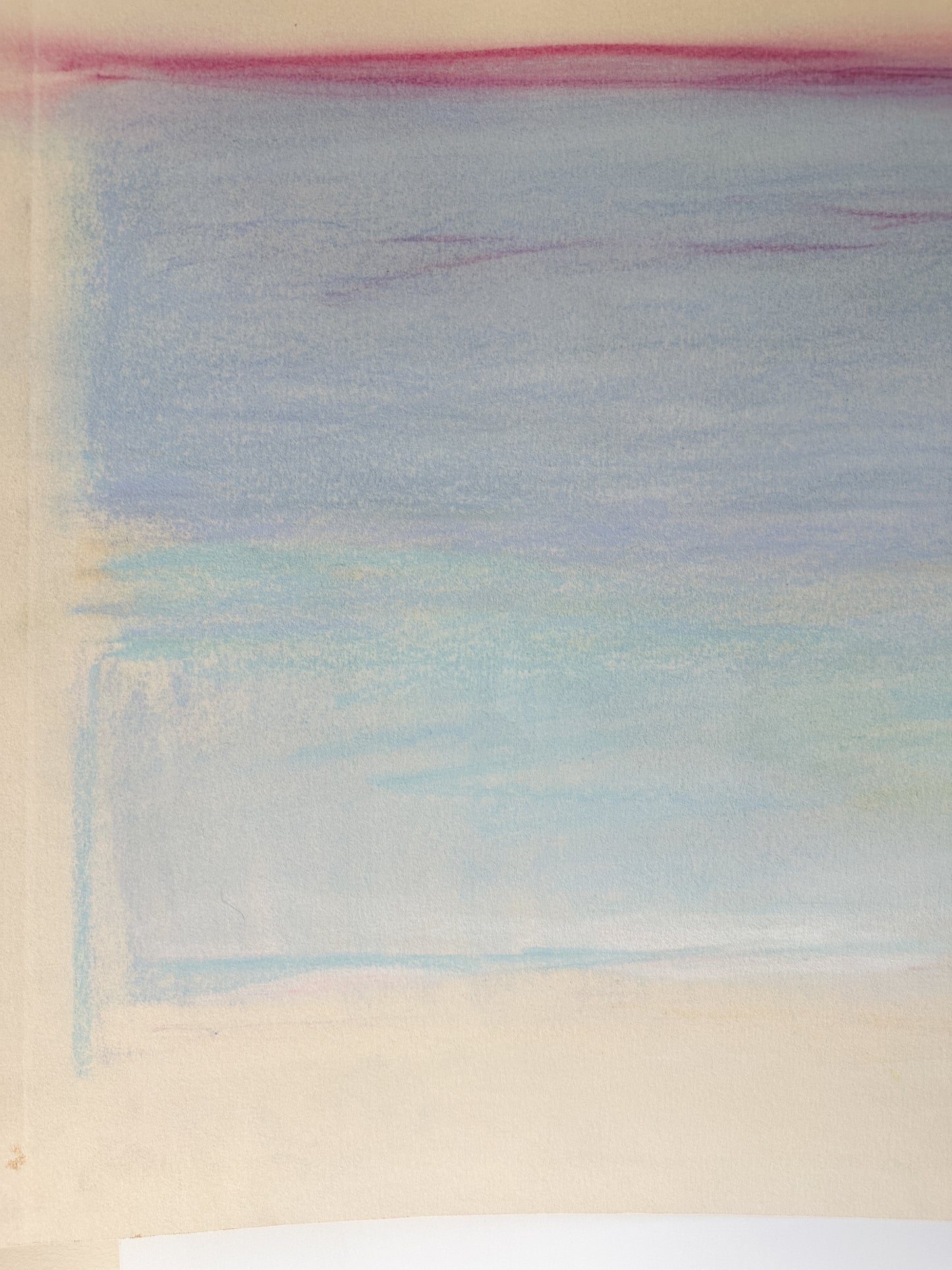 Narrow Blue, Purple, and Pink Sky - Abstract Pastel by Jane Matteson (42.5”W x 16.25”H)