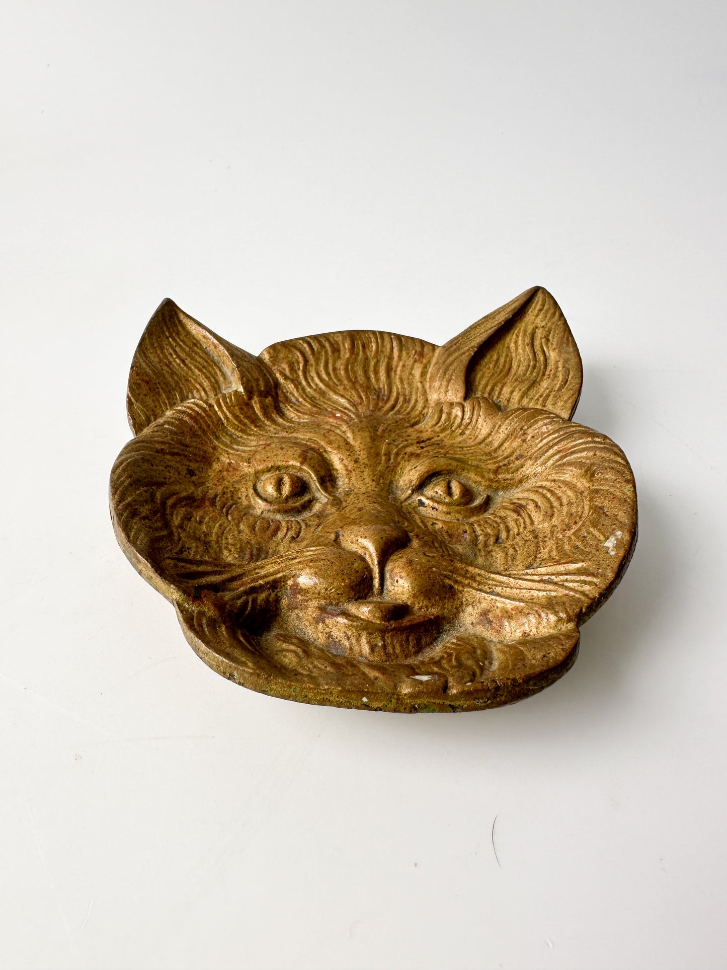 Vintage Footed Brass Cat Face Dishes (4 available)