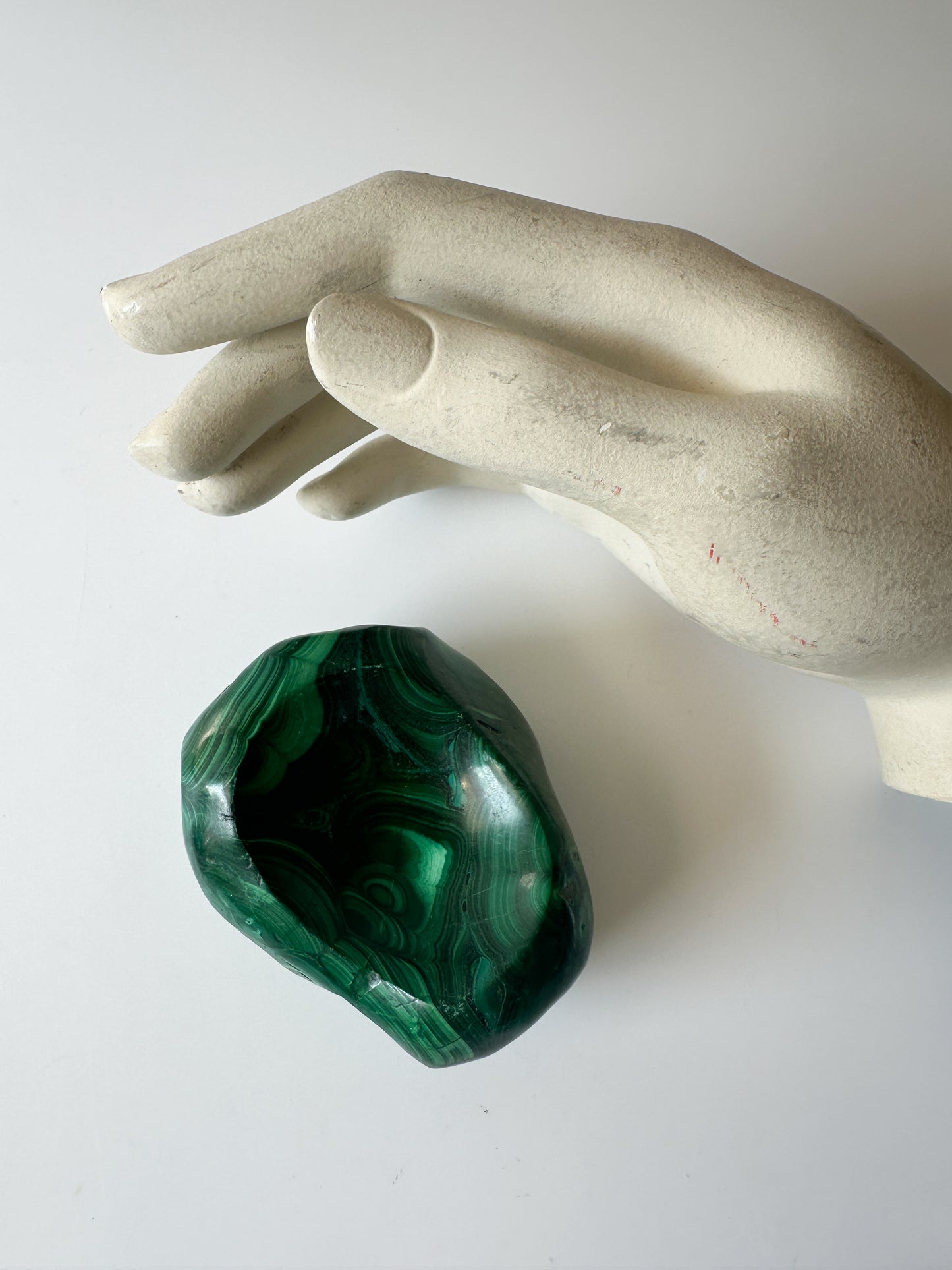 Polished Genuine Malachite Shallow Trinket Dish (3"L x 2.5"W x 1.5"H)