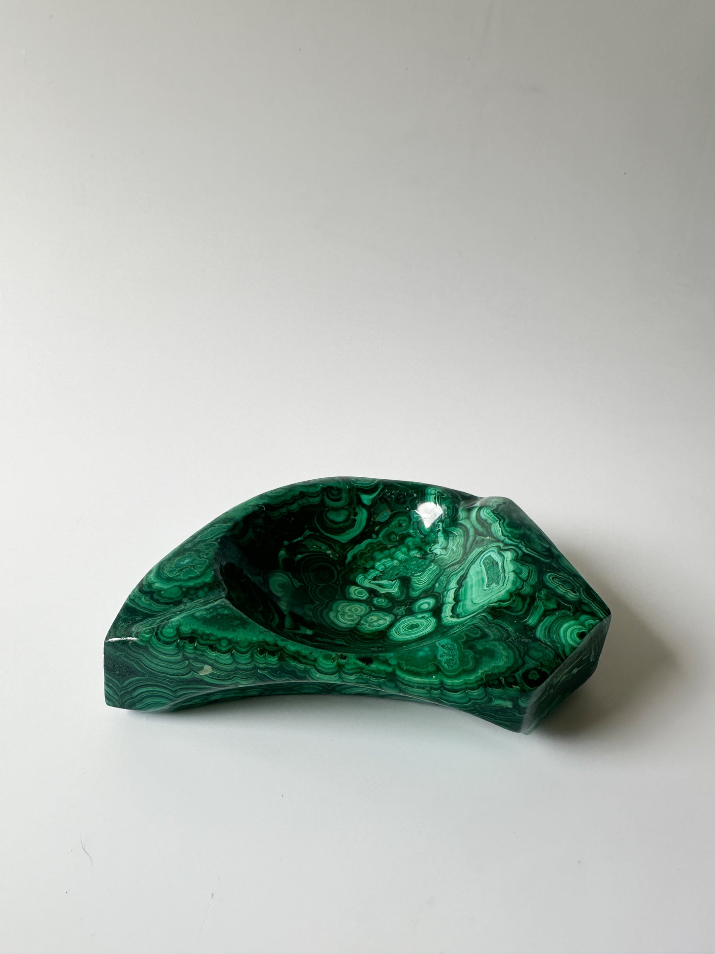 Polished Genuine Malachite Ashtray Trinket Dish (4.25"L x 3.5"W x 1"H)