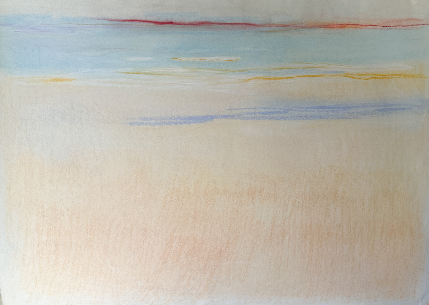 Peach, Aqua, and Light Blue Sky - Abstract Pastel by Jane Matteson (41”W x 29.5”H)