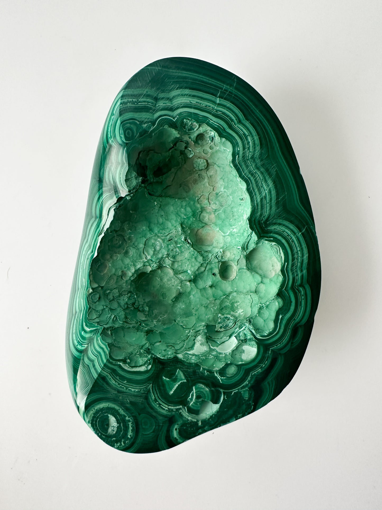 Polished Genuine Malachite Decorative Object (4.3"L x 3.875"W x 1.5"H)