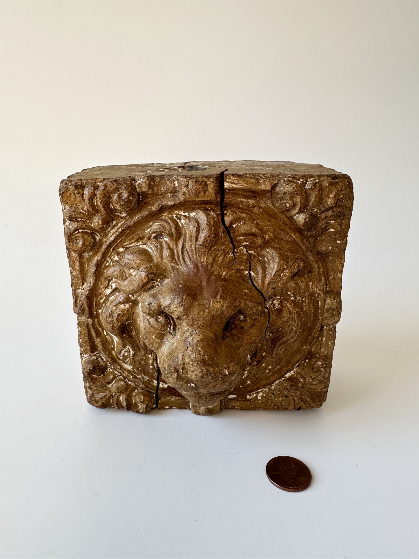 Lion Head Brick Carving by Sculptor Gary Ross