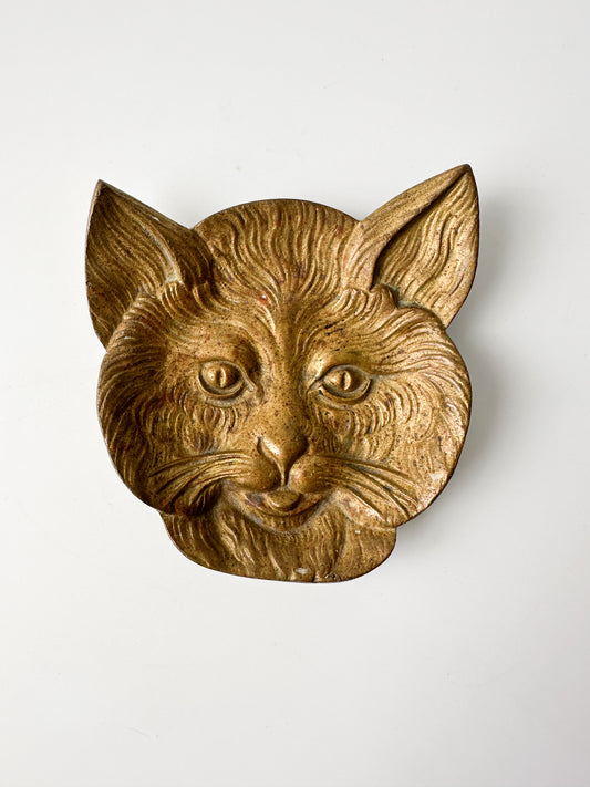 Vintage Footed Brass Cat Face Dishes (4 available)