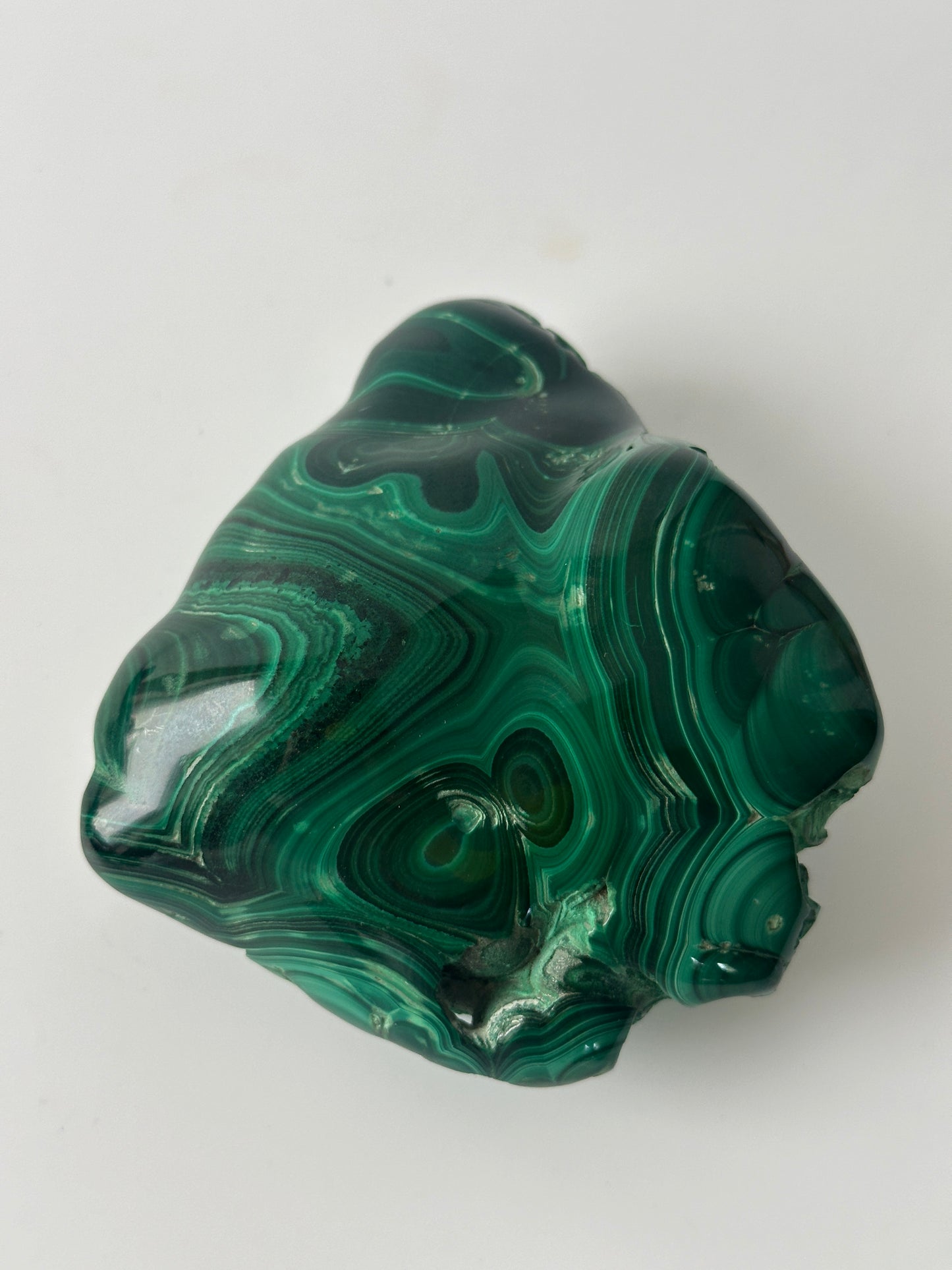 Polished Genuine Malachite Specimen Decorative Object (4"L x 3.5"W x 1.75"H)