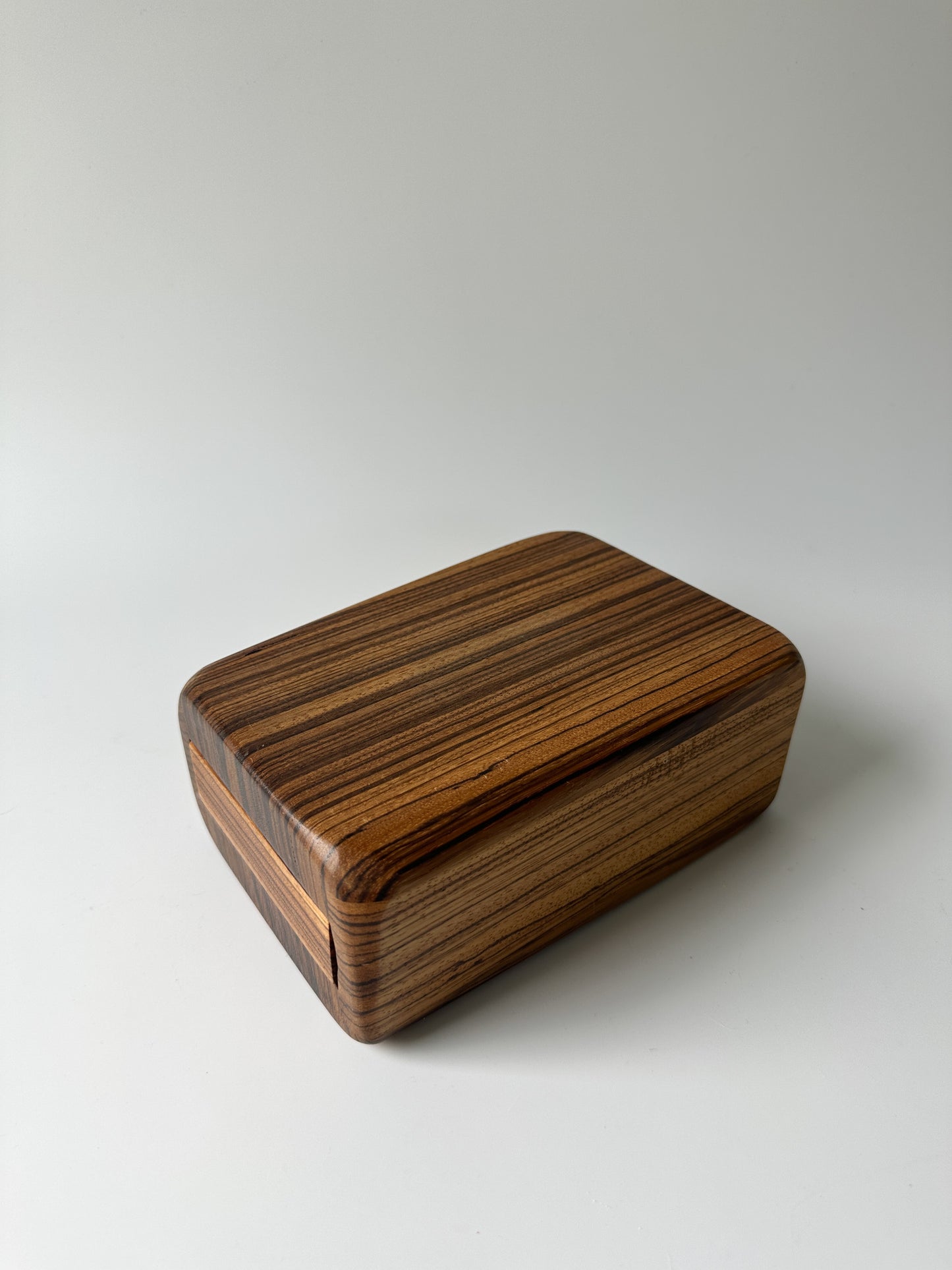 Vintage MCM Hand Carved Zebra Wood Box