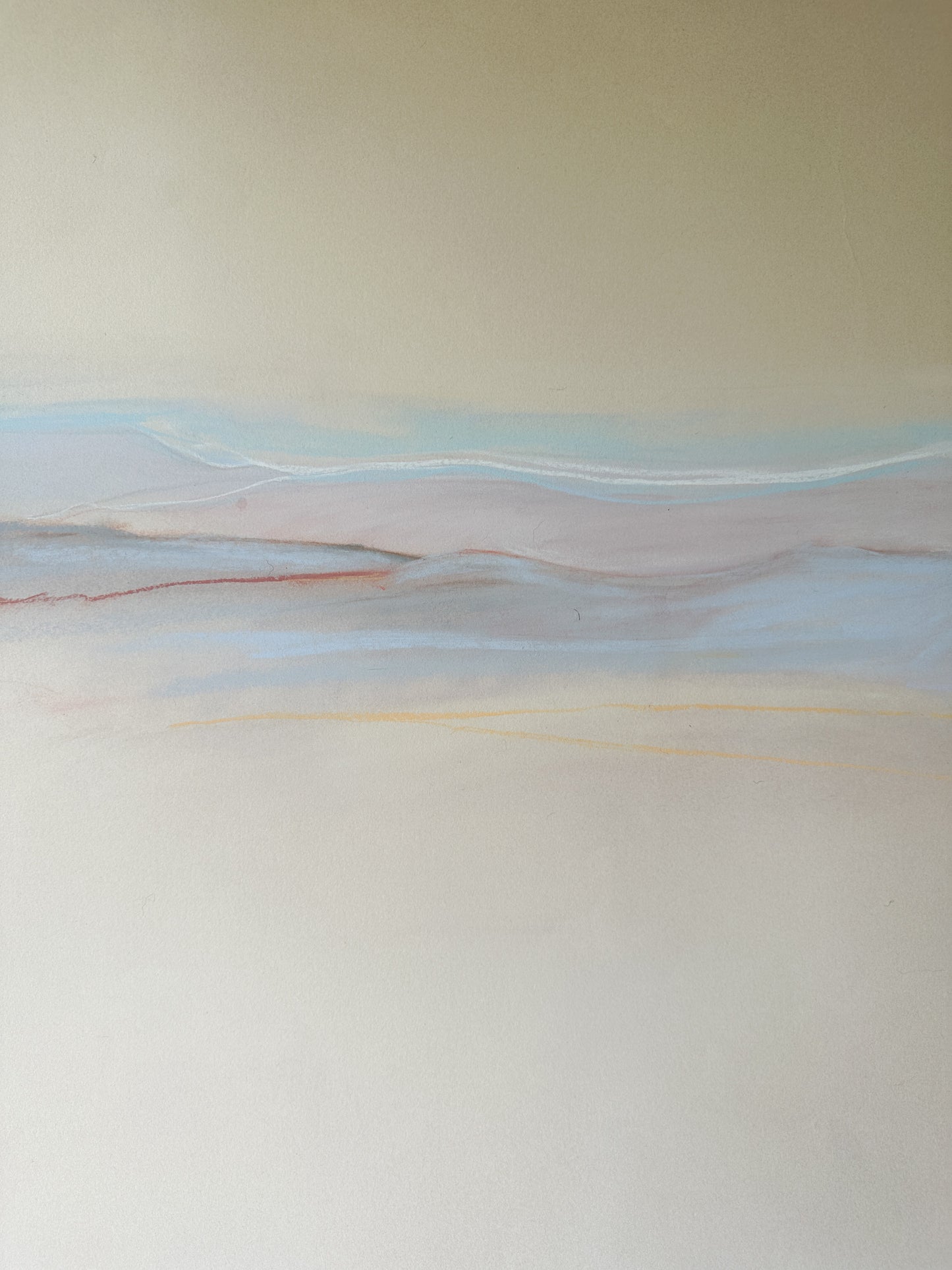 Mountain Horizon with Red Line Abstract - Pastel by Jane Matteson SIGNED (40"W x 29”H)