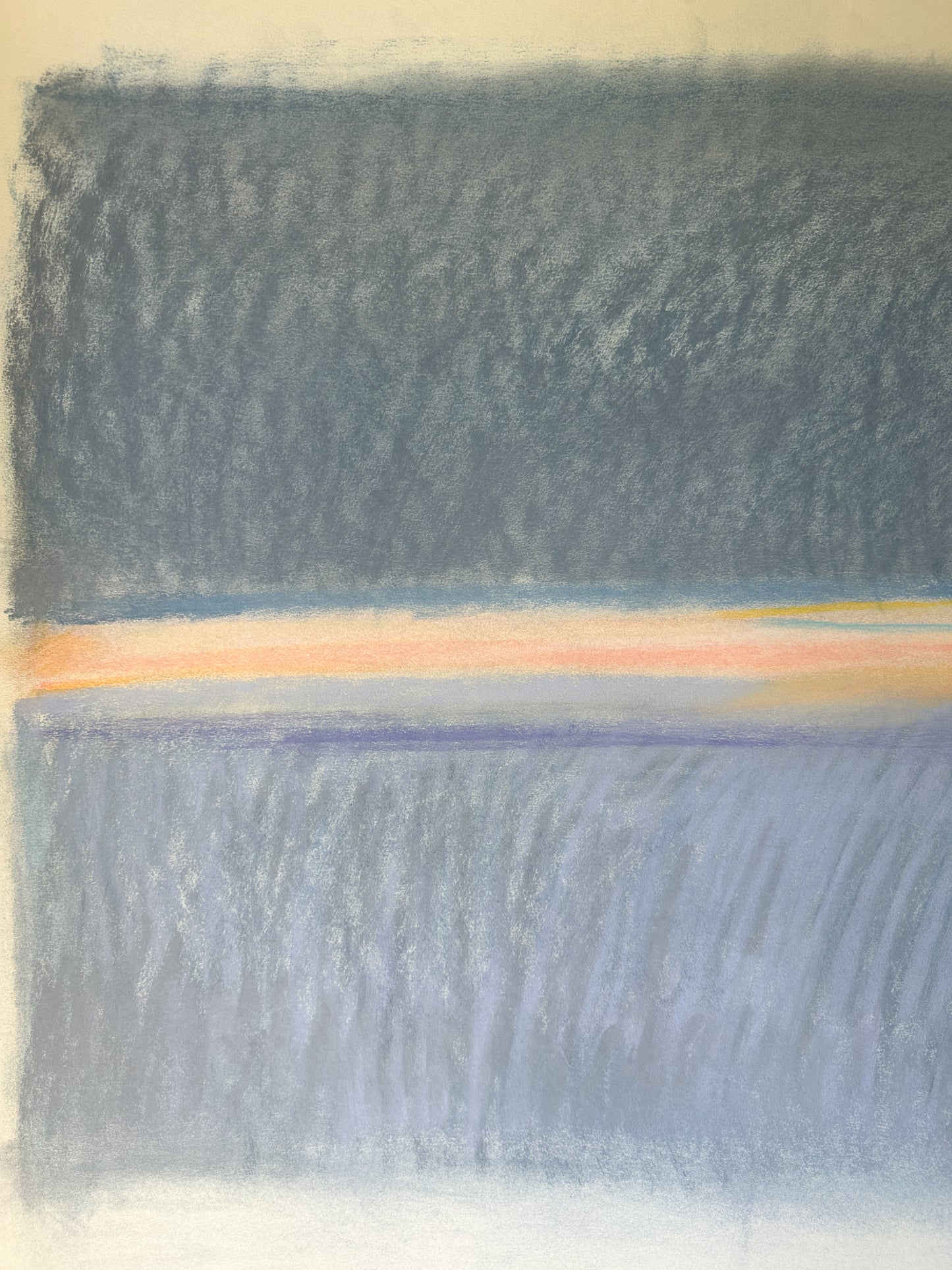 Gray, Blue, and Yellow Abstract Sky - Pastel by Jane Matteson (40"W x 26"H)