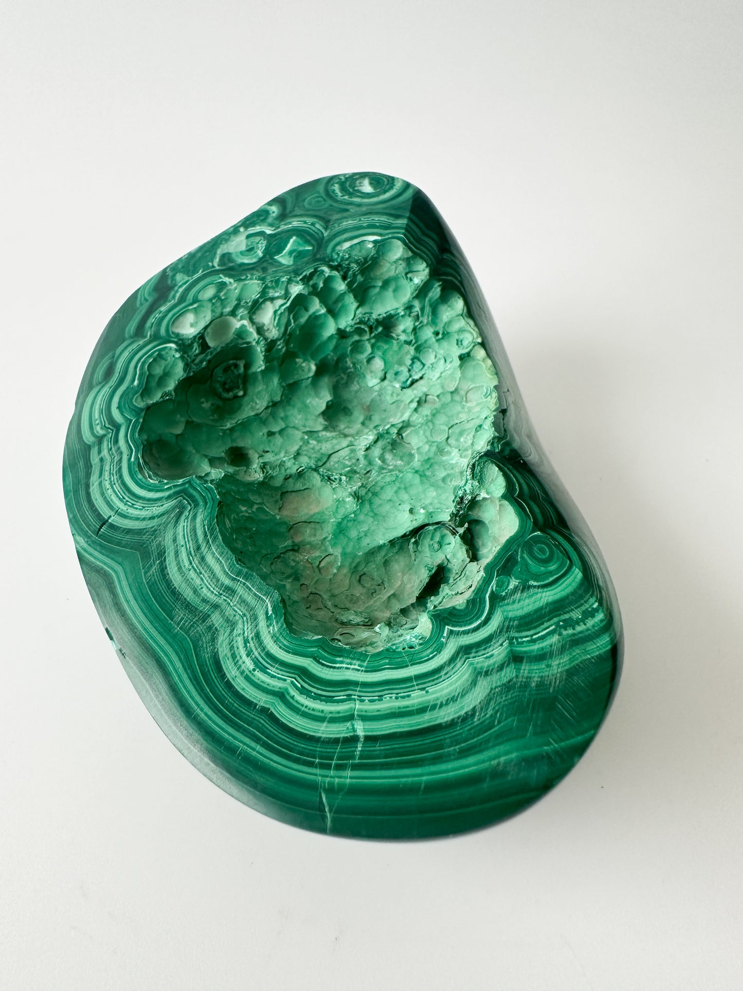 Polished Genuine Malachite Decorative Object (4.3"L x 3.875"W x 1.5"H)