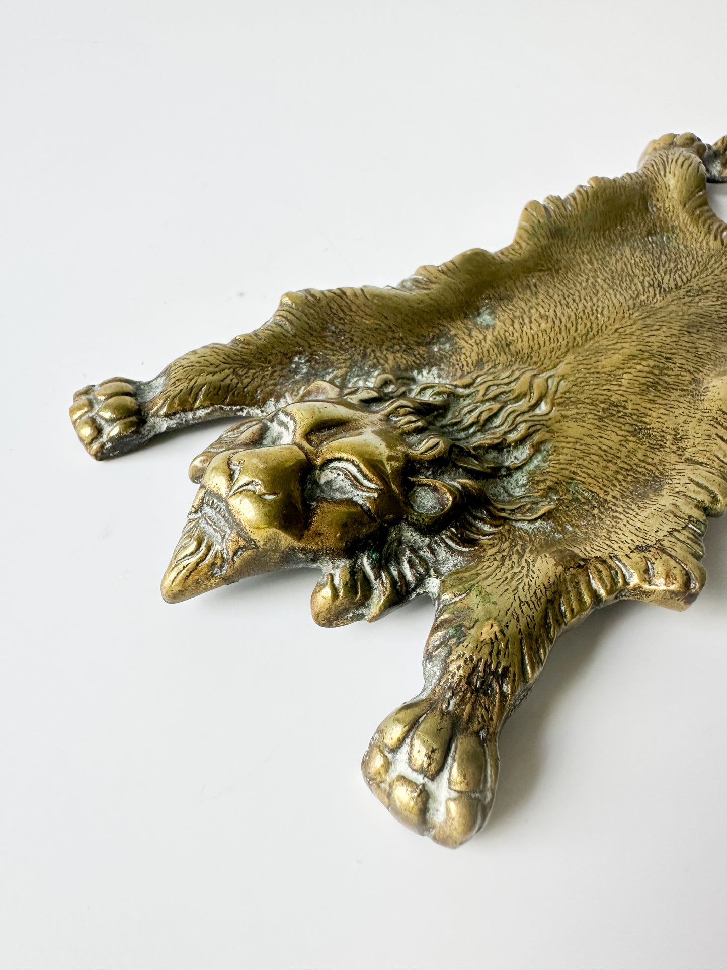 Vintage Brass Lion Trinket Dish