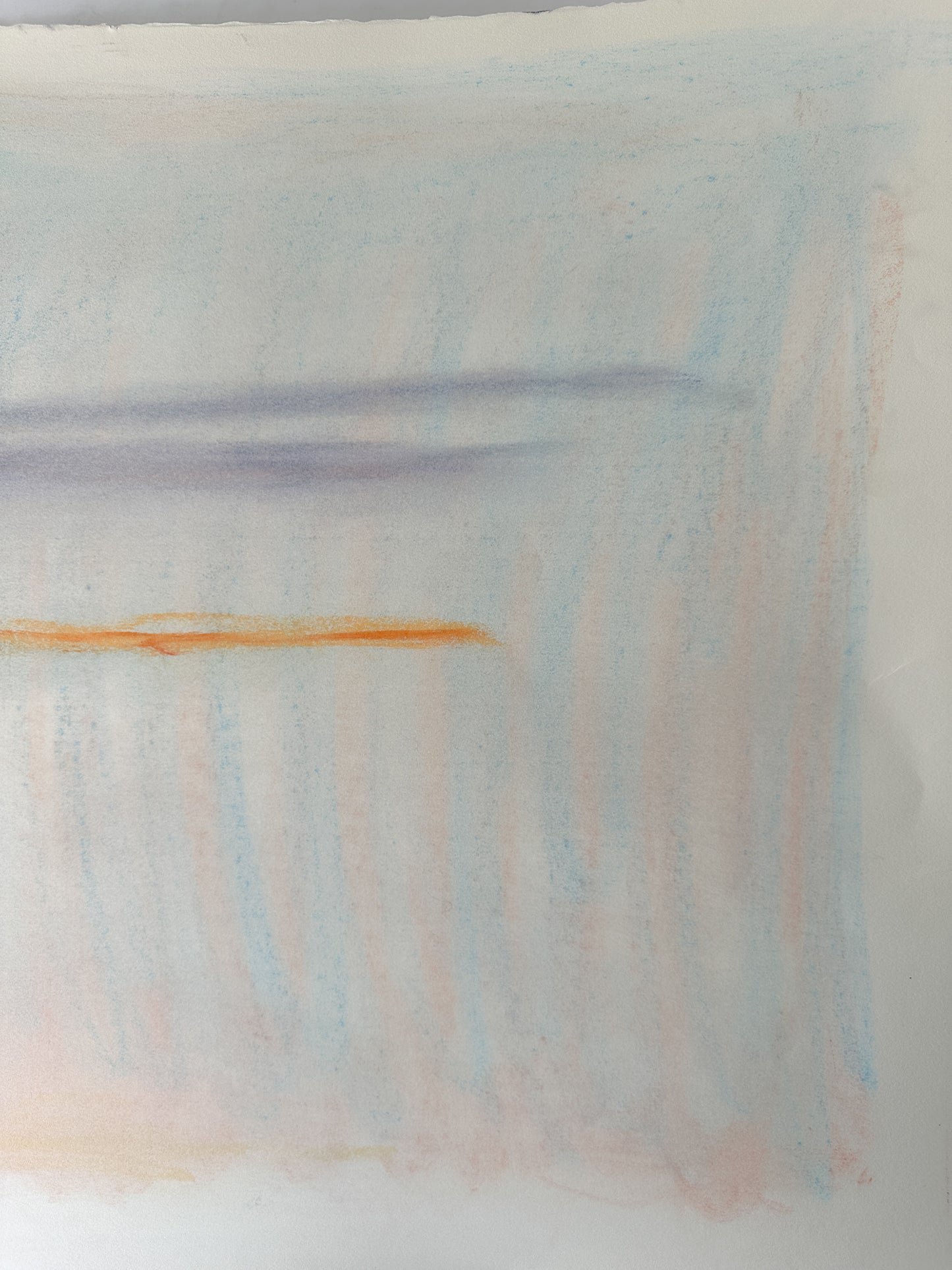 Aqua, Orange, and Pink Abstract Skyline - Pastel by Jane Matteson (40"W x 26"H)