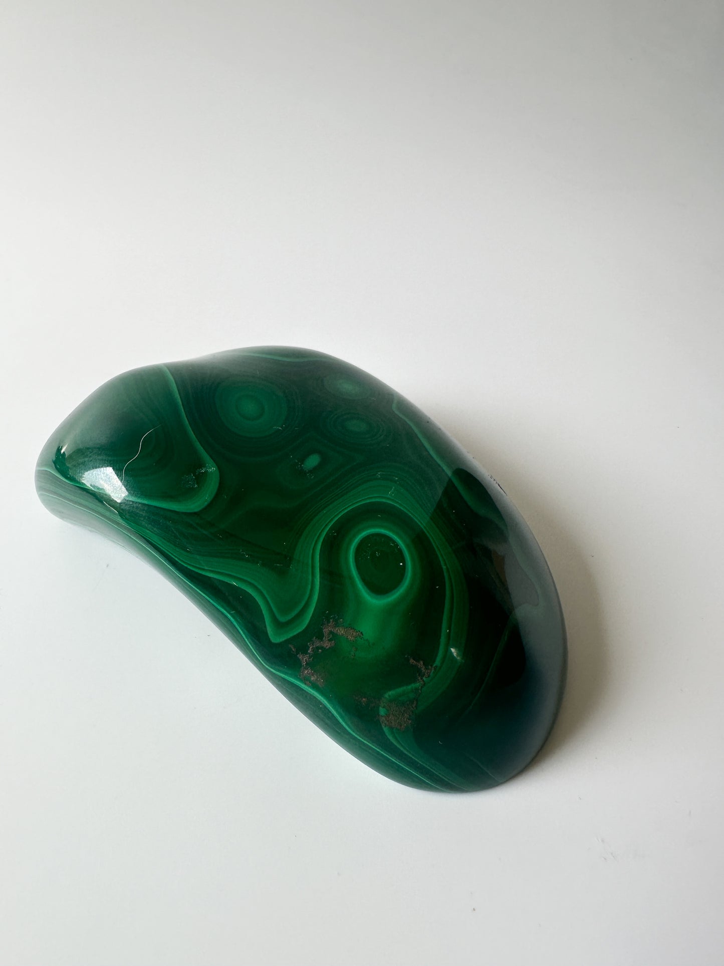 Polished Genuine Malachite Decorative Object (4.3"L x 3.875"W x 1.5"H)