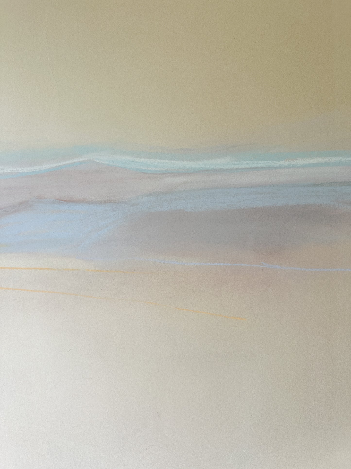 Mountain Horizon with Red Line Abstract - Pastel by Jane Matteson SIGNED (40"W x 29”H)