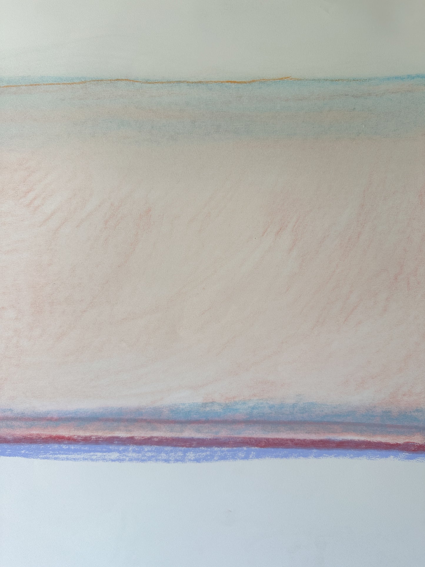 Large Peach and Blue Abstract - Pastel by Jane Matteson (40"W x 26"H)