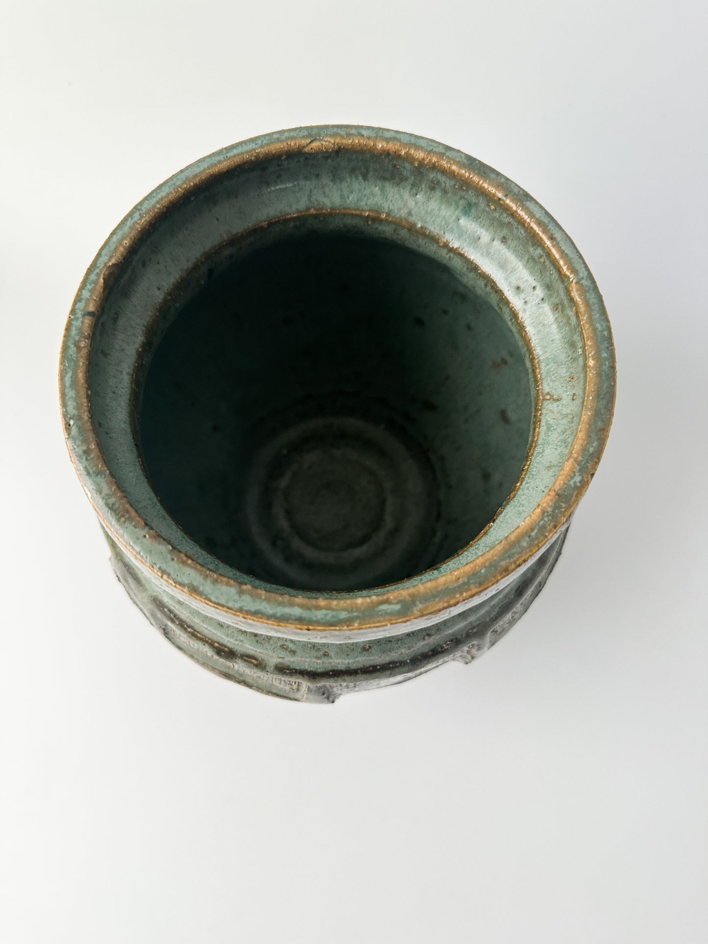 Vintage Mid-Century Modern Green Pottery Vase