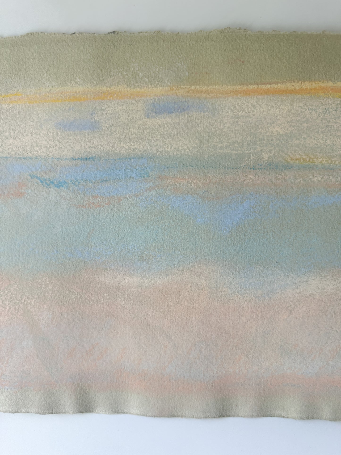 Peach Deeam Abstract Sky - Pastel by Jane Matteson (31"W x 10.5"H)