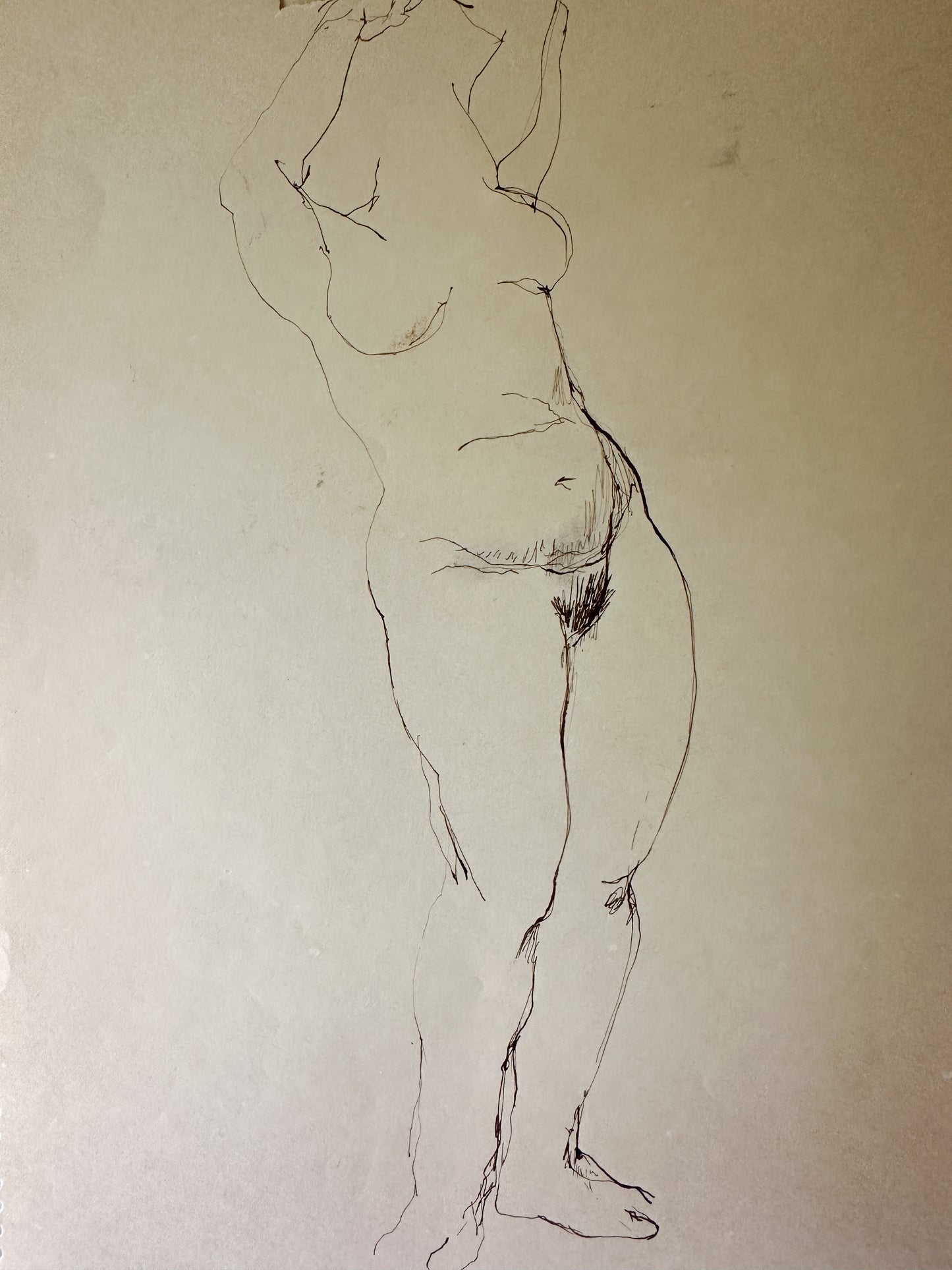 Nude Ink Sketch of a Woman by Jane Matteson (11"W x 14"H)