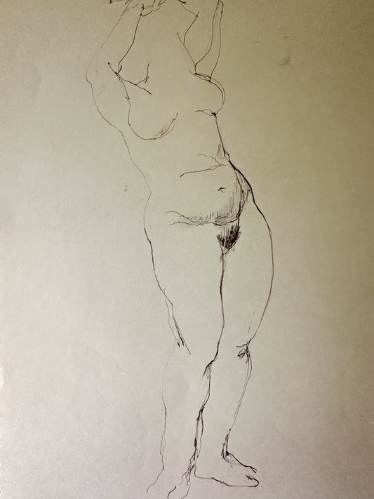 Nude Ink Sketch of a Woman by Jane Matteson (11"W x 14"H)