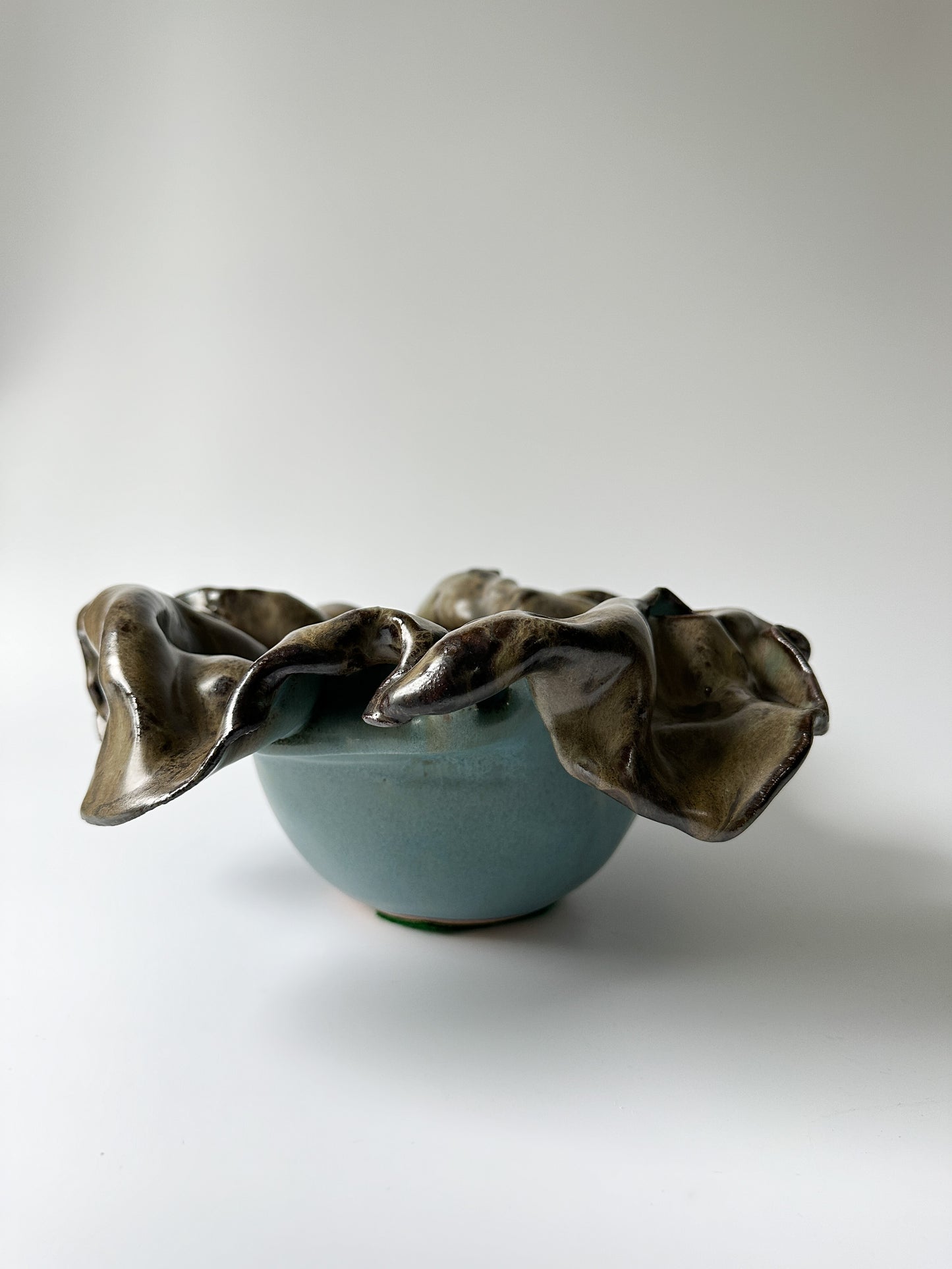 Abstract Brown and Blue Studio Pottery Bowl