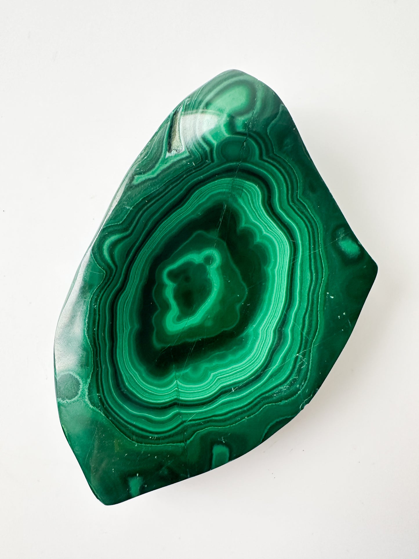 Polished Genuine Malachite Shallow Trinket Dish (4"L x 2.75"W x 1"H)