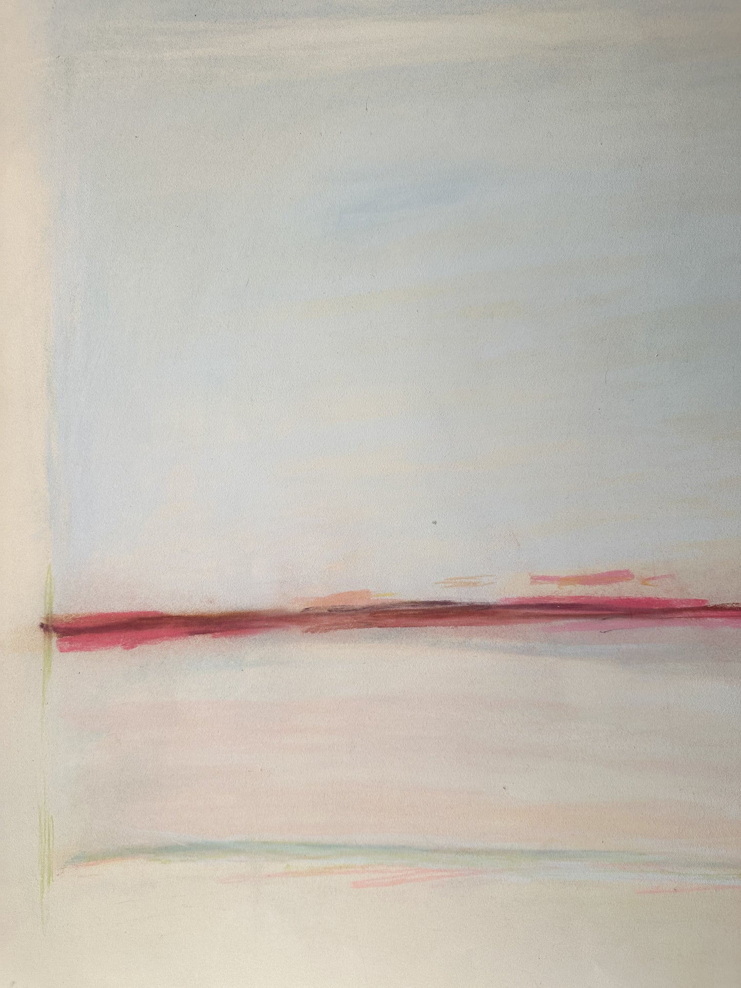 Light Blue and Red Abstract Skyline - Pastel by Jane Matteson (40"W x 26")