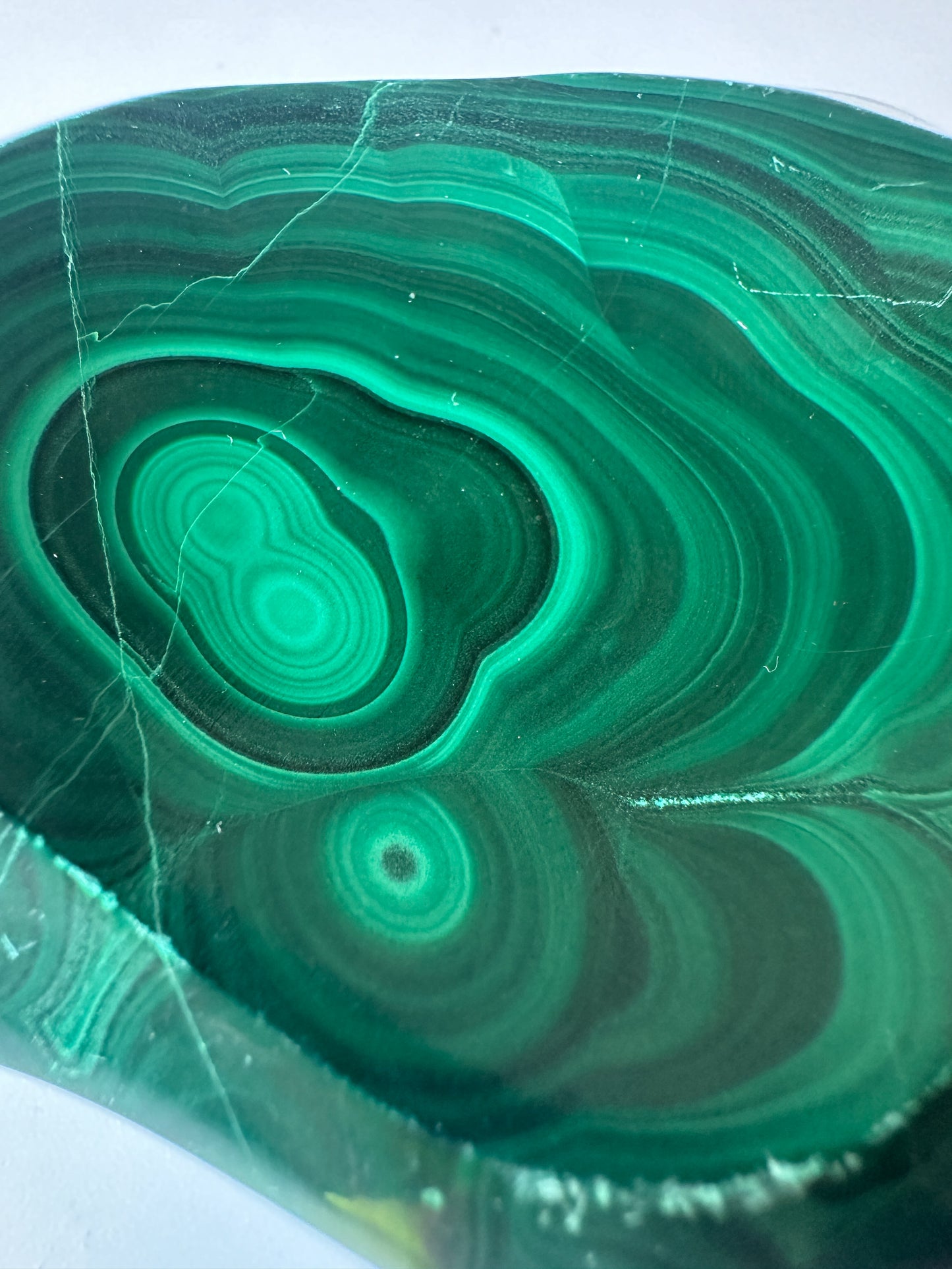 Polished Genuine Malachite Shallow Trinket Dish (2.75"L x 2.875"W x 1"H)