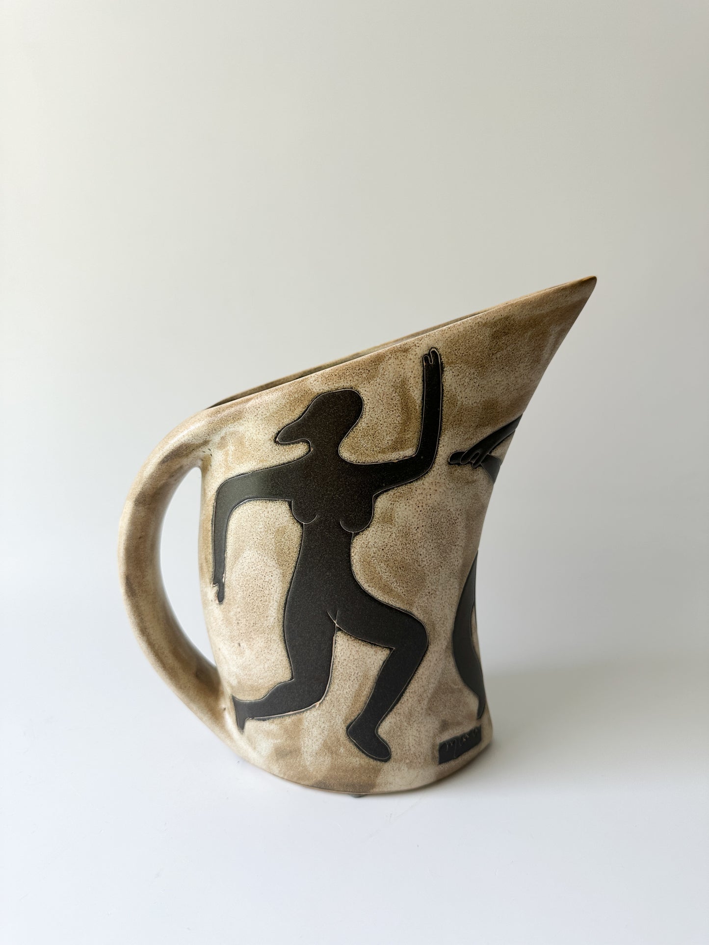 Vintage Mara Ceramic Pitcher with Dancing Forms