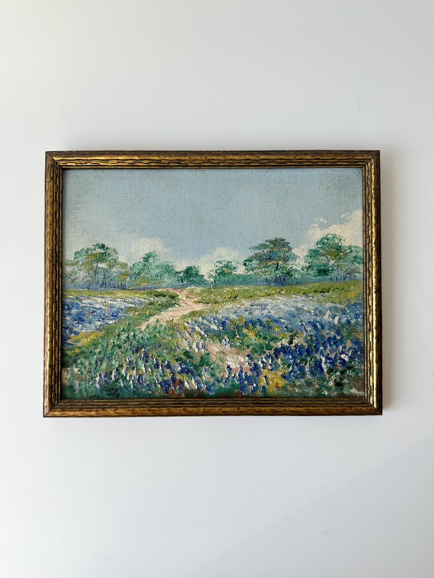 Small Vintage Oil Painting - Field of Flowers (signed)