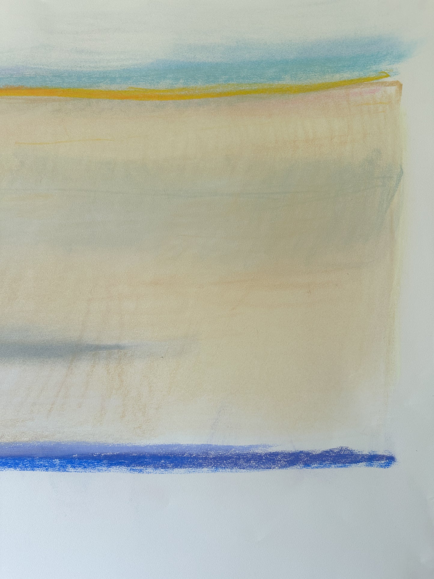 Large Yellow and Blue Abstract - Pastel by Jane Matteson (40" W x 26" H)