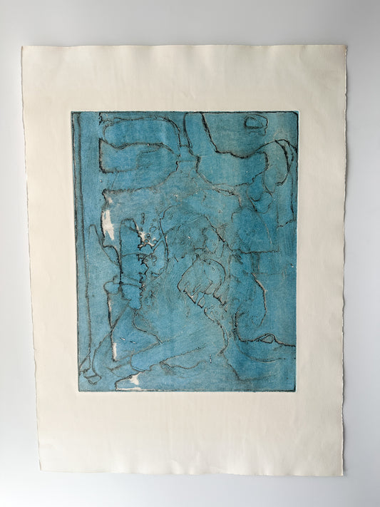 Aqua Abstract - Intaglio by the late Velda Warner (16.75”W x 20.75”H)