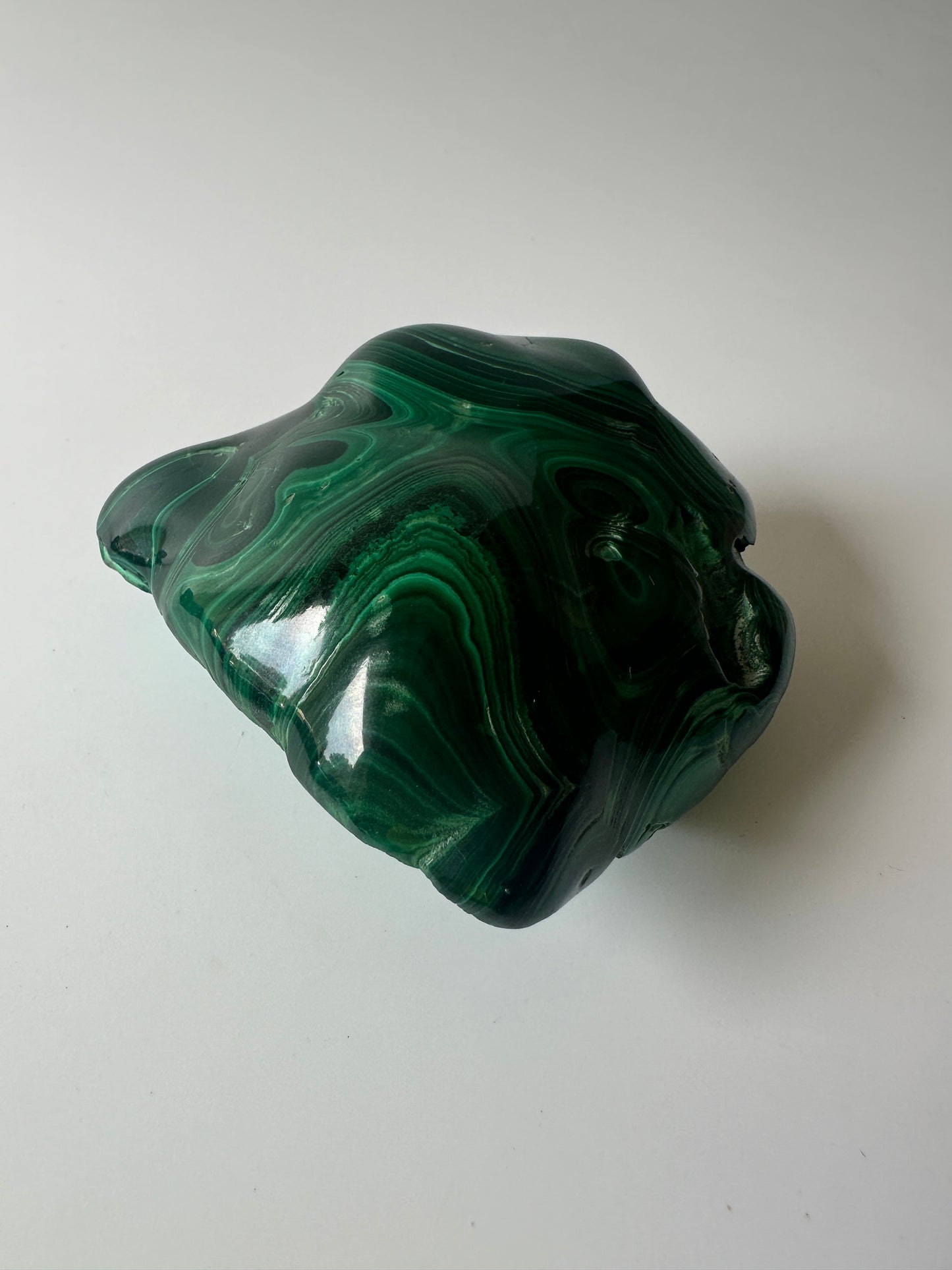 Polished Genuine Malachite Specimen Decorative Object (4"L x 3.5"W x 1.75"H)