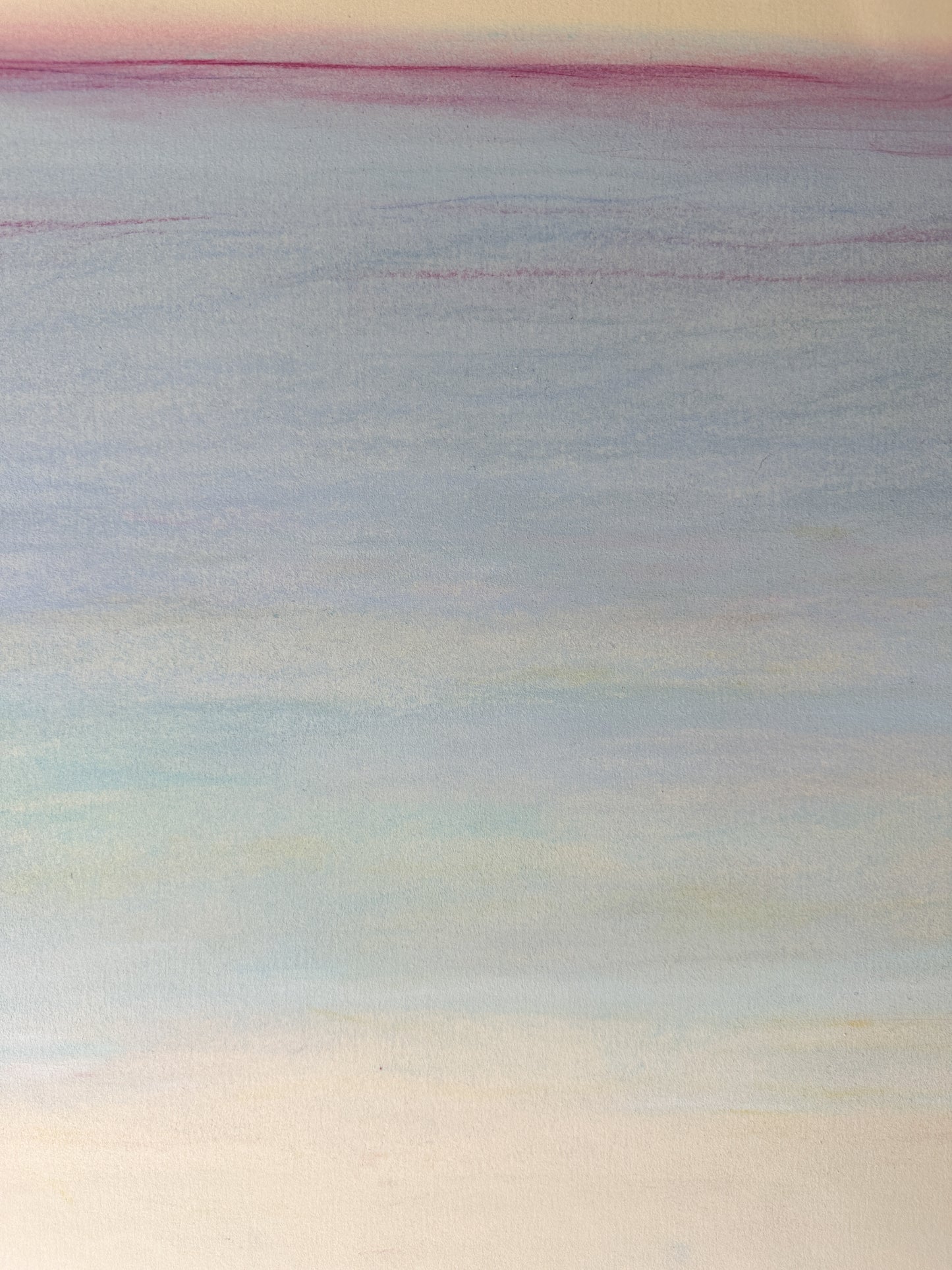 Narrow Blue, Purple, and Pink Sky - Abstract Pastel by Jane Matteson (42.5”W x 16.25”H)