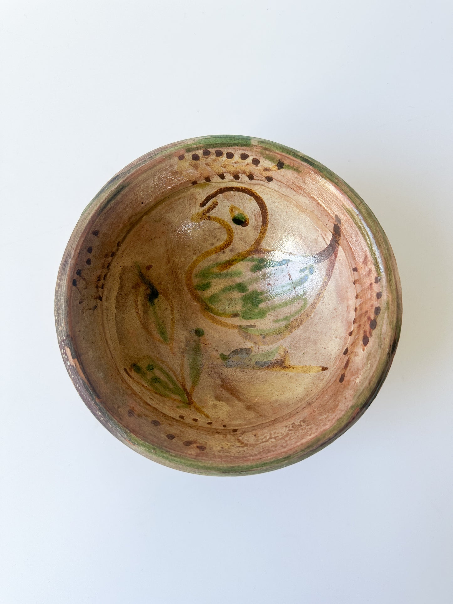 Tiny Talavera Earthenware Bowl with Hand-Painted Bird