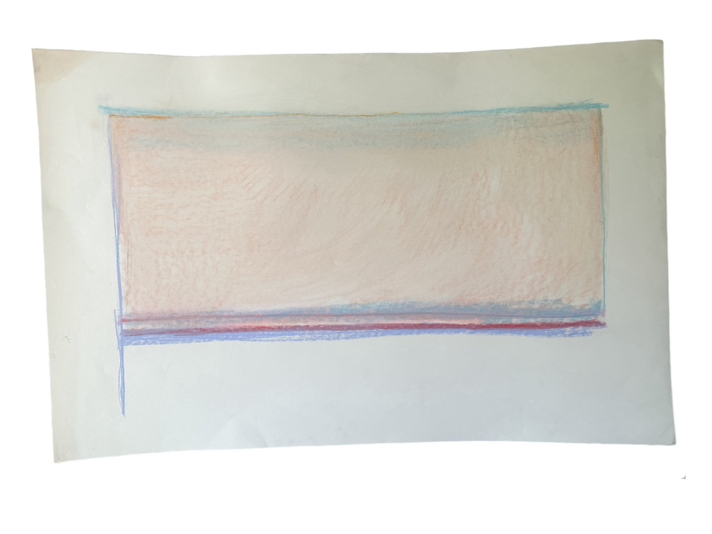 Large Peach and Blue Abstract - Pastel by Jane Matteson (40"W x 26"H)