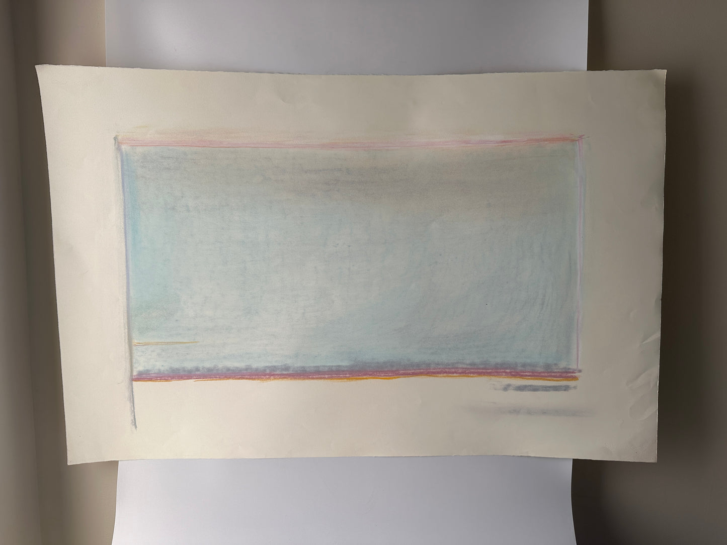 Light Blue and Pink Abstract Sky - Pastel by Jane Matteson (40"W x 26"H)