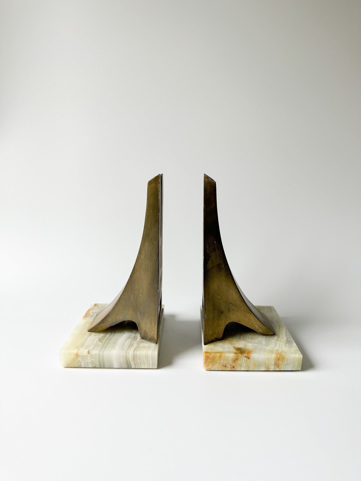 Vintage Bronze and Onyx Bookends