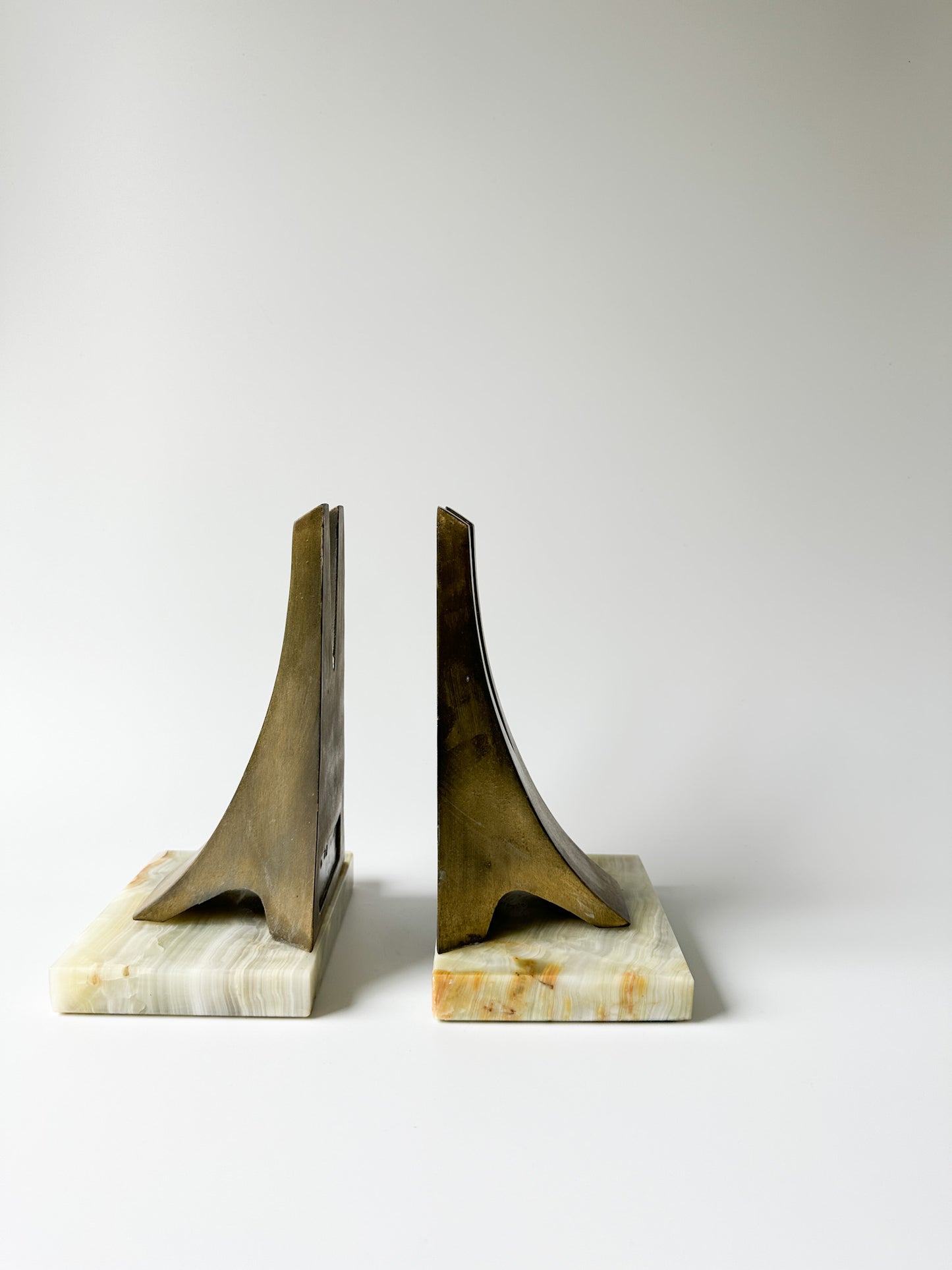 Vintage Bronze and Onyx Bookends