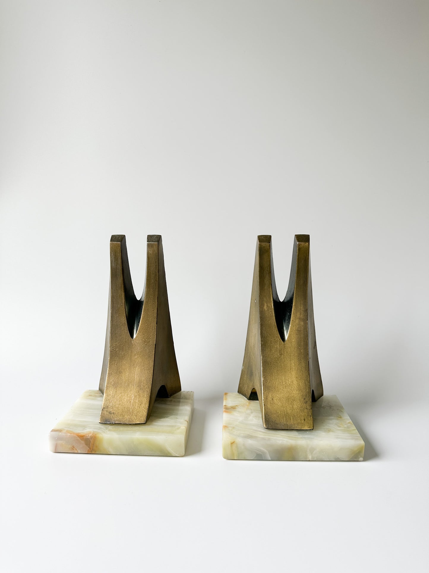 Vintage Bronze and Onyx Bookends