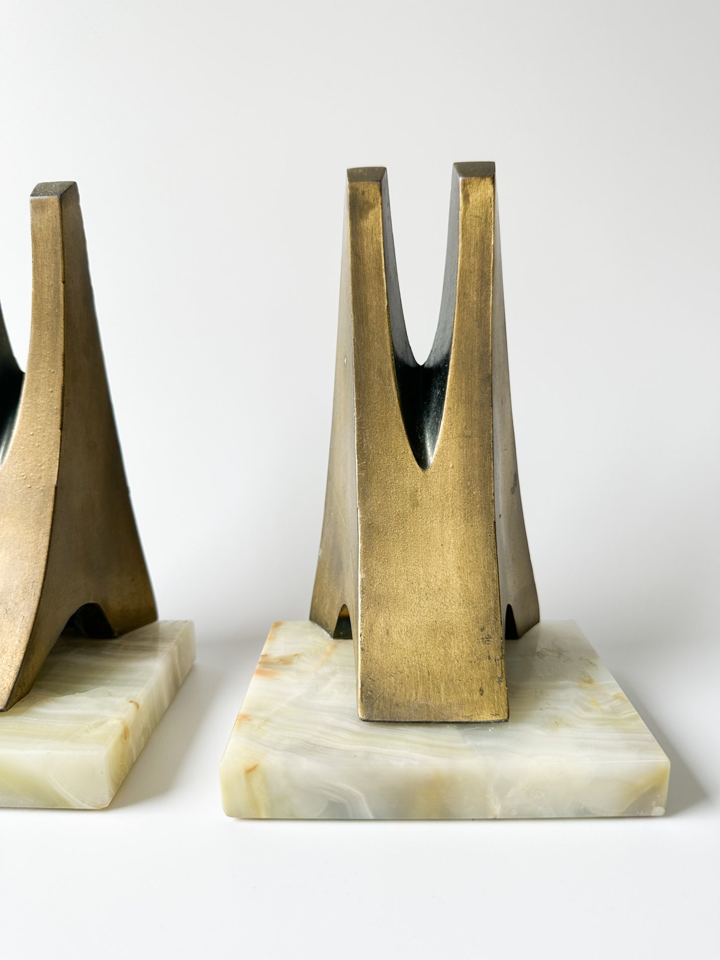 Vintage Bronze and Onyx Bookends