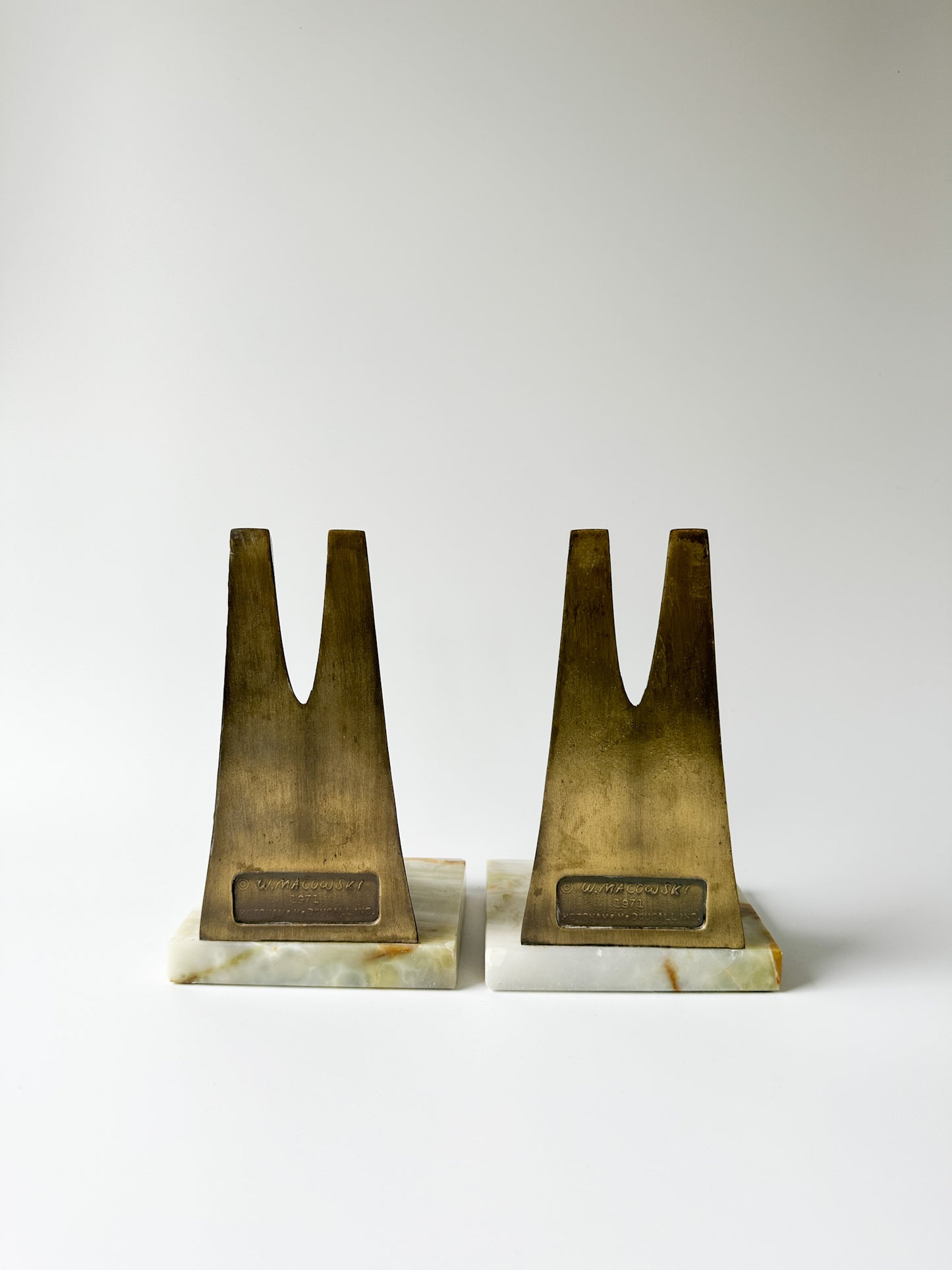 Vintage Bronze and Onyx Bookends