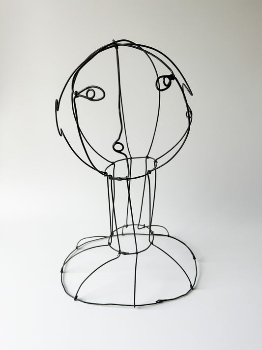 Vintage Wire Sculpture Bust / Hat Stand