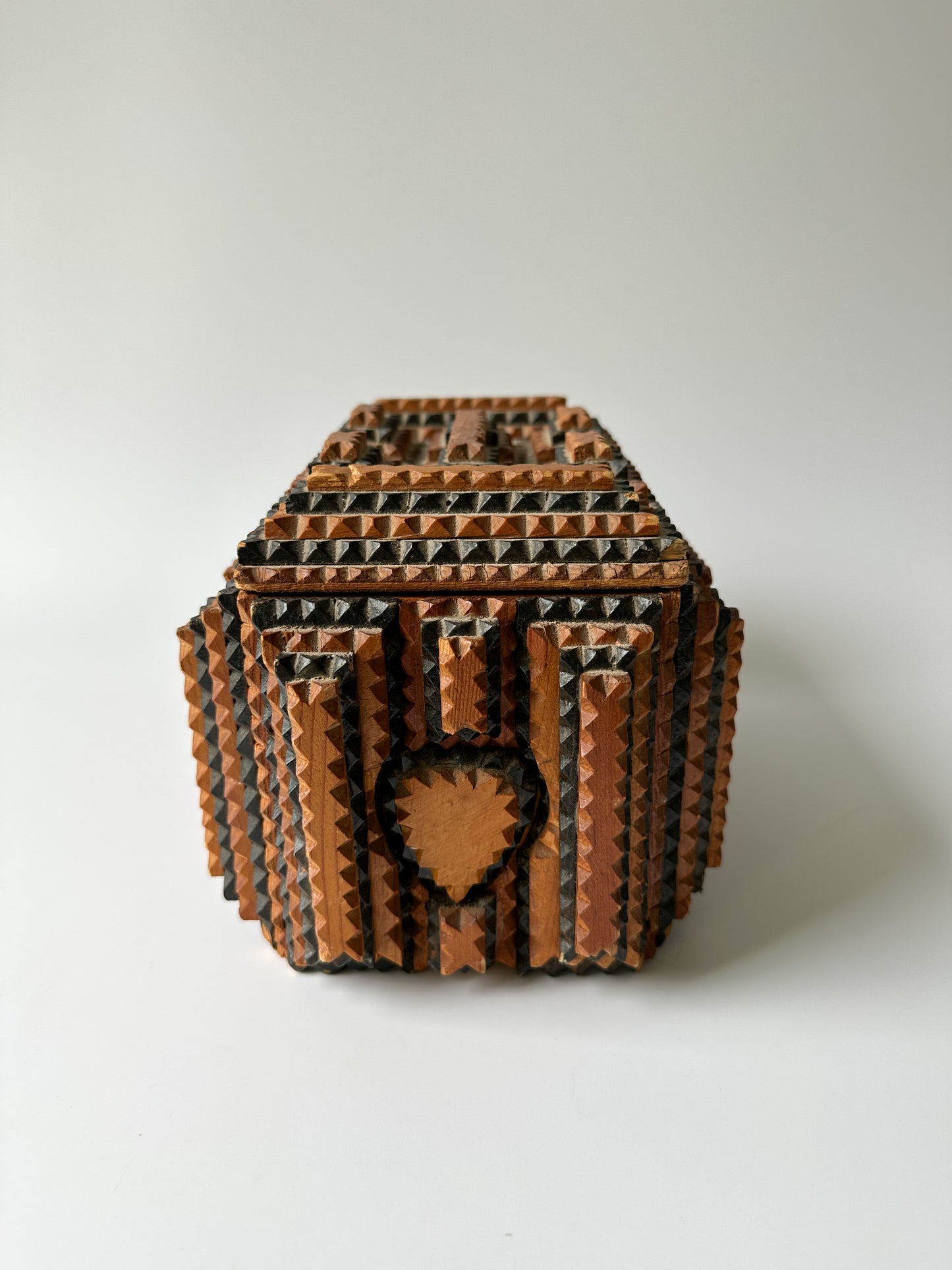 Black and Brown Tramp Art Box with Heart