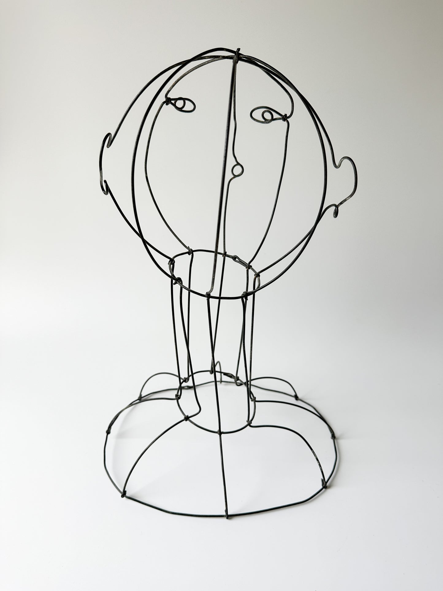 Vintage Wire Sculpture Bust / Hat Stand