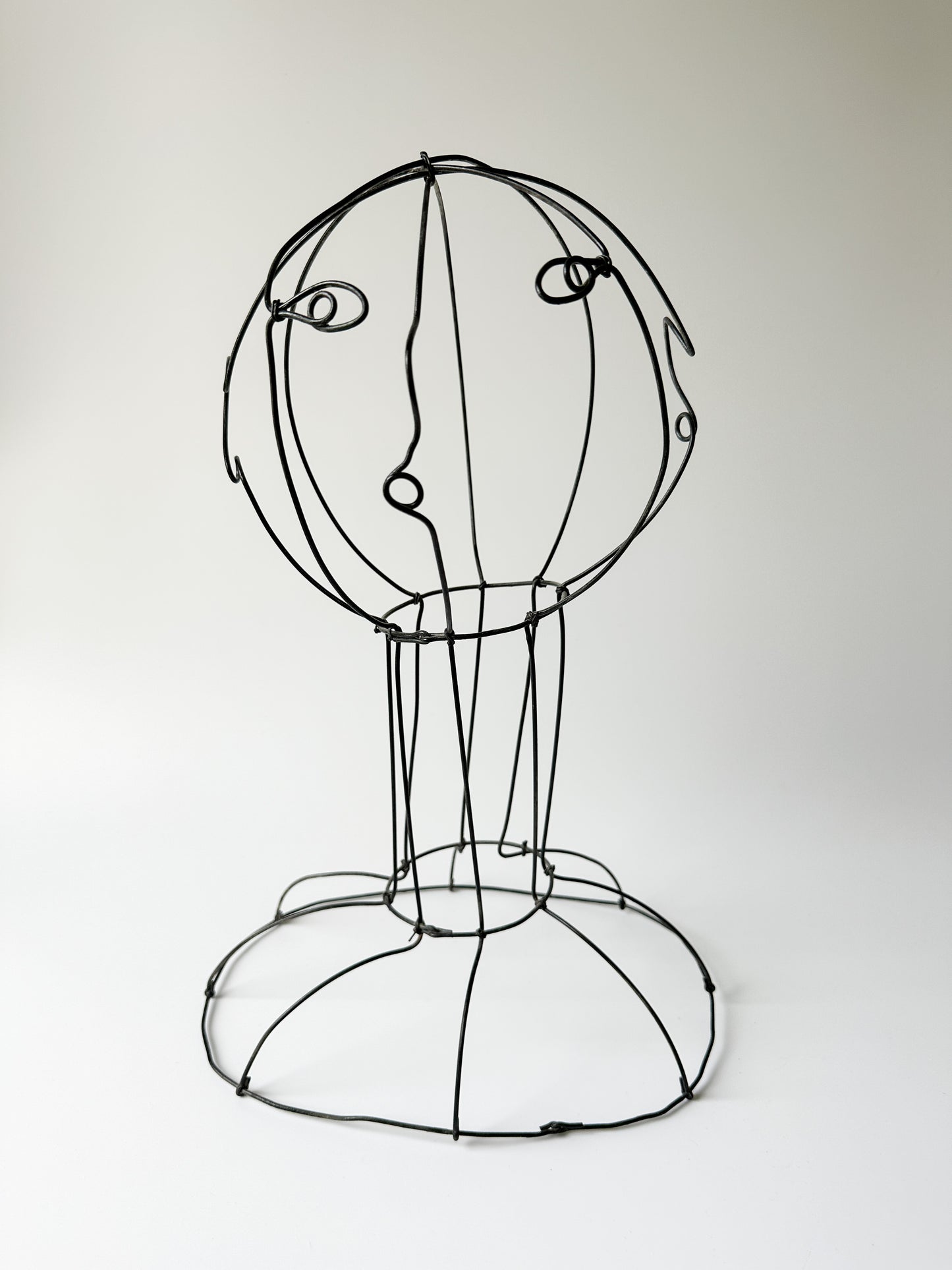 Vintage Wire Sculpture Bust / Hat Stand