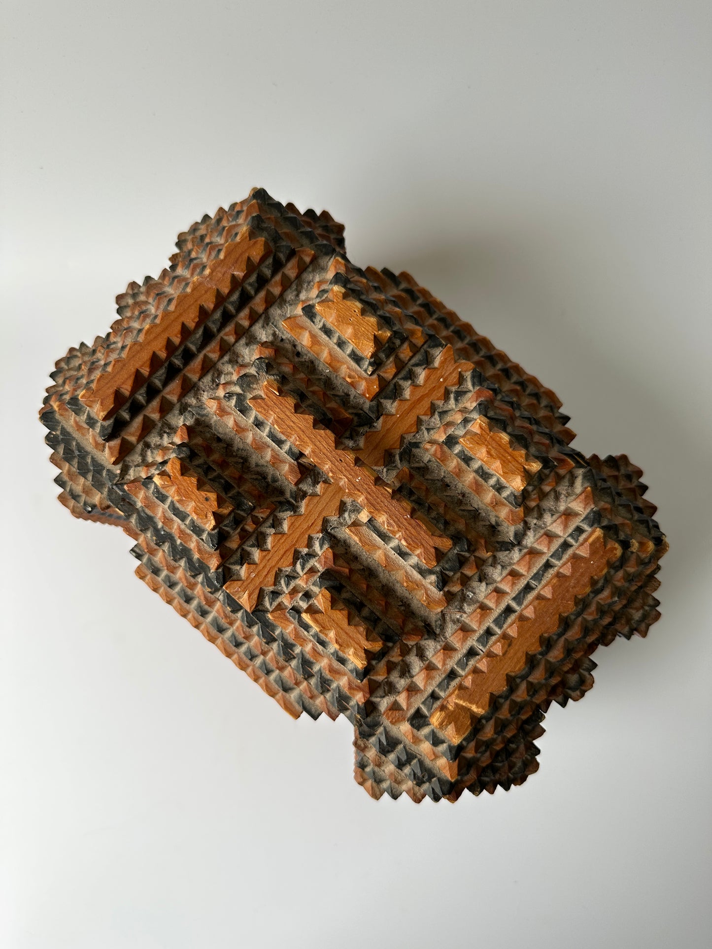 Black and Brown Tramp Art Box with Heart