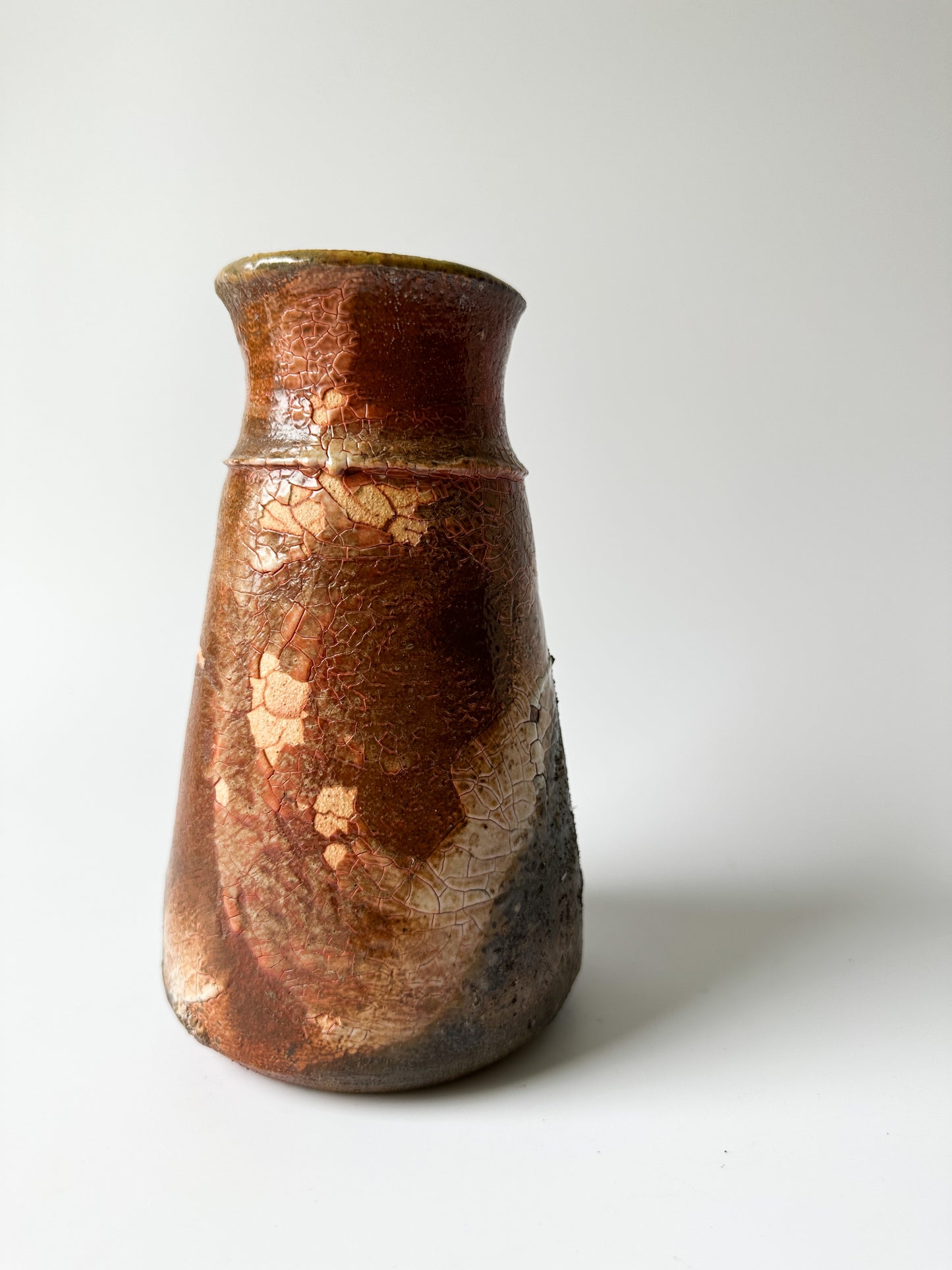 Rusty Red and Brown Raku Pottery Vase