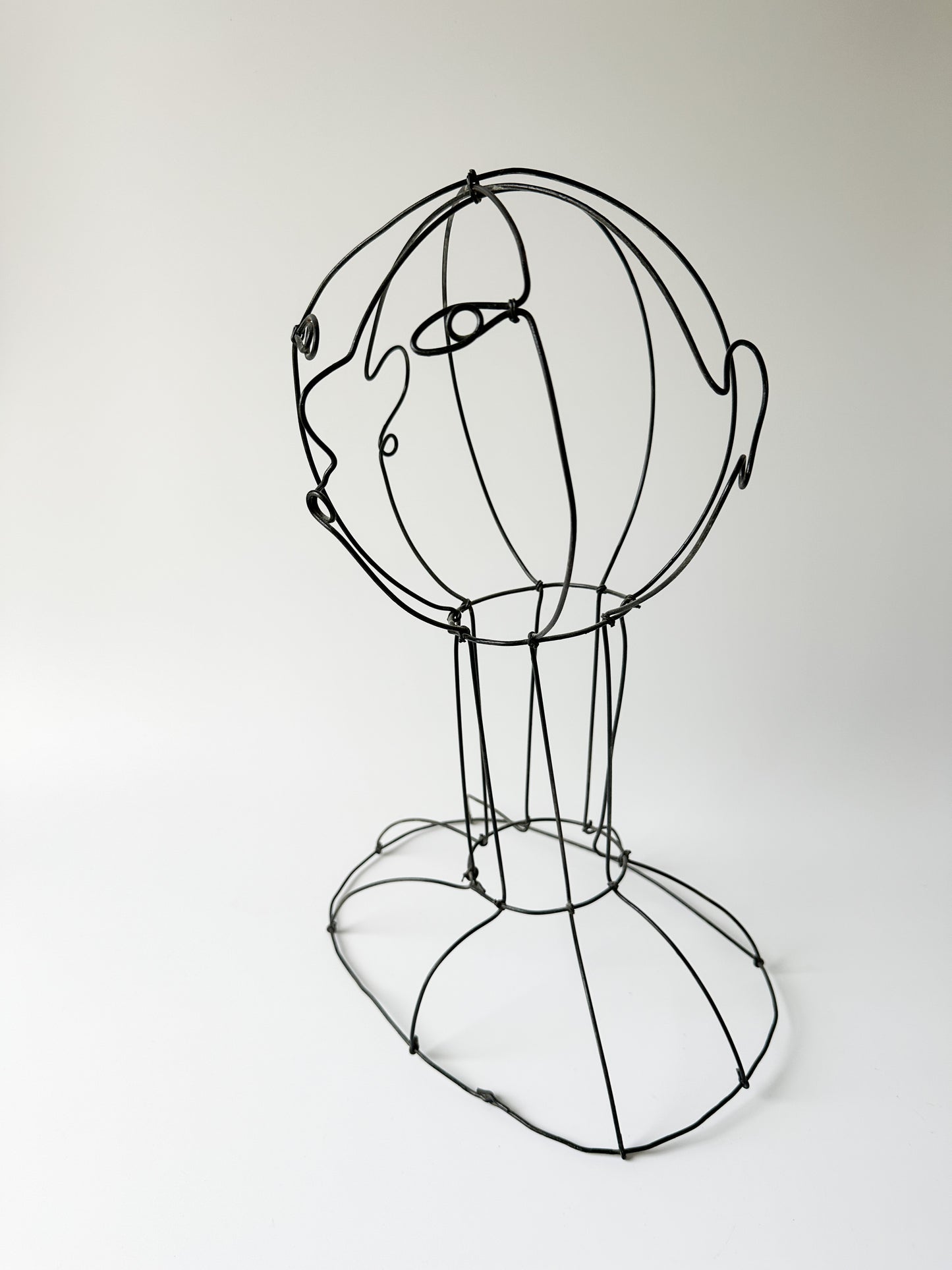 Vintage Wire Sculpture Bust / Hat Stand