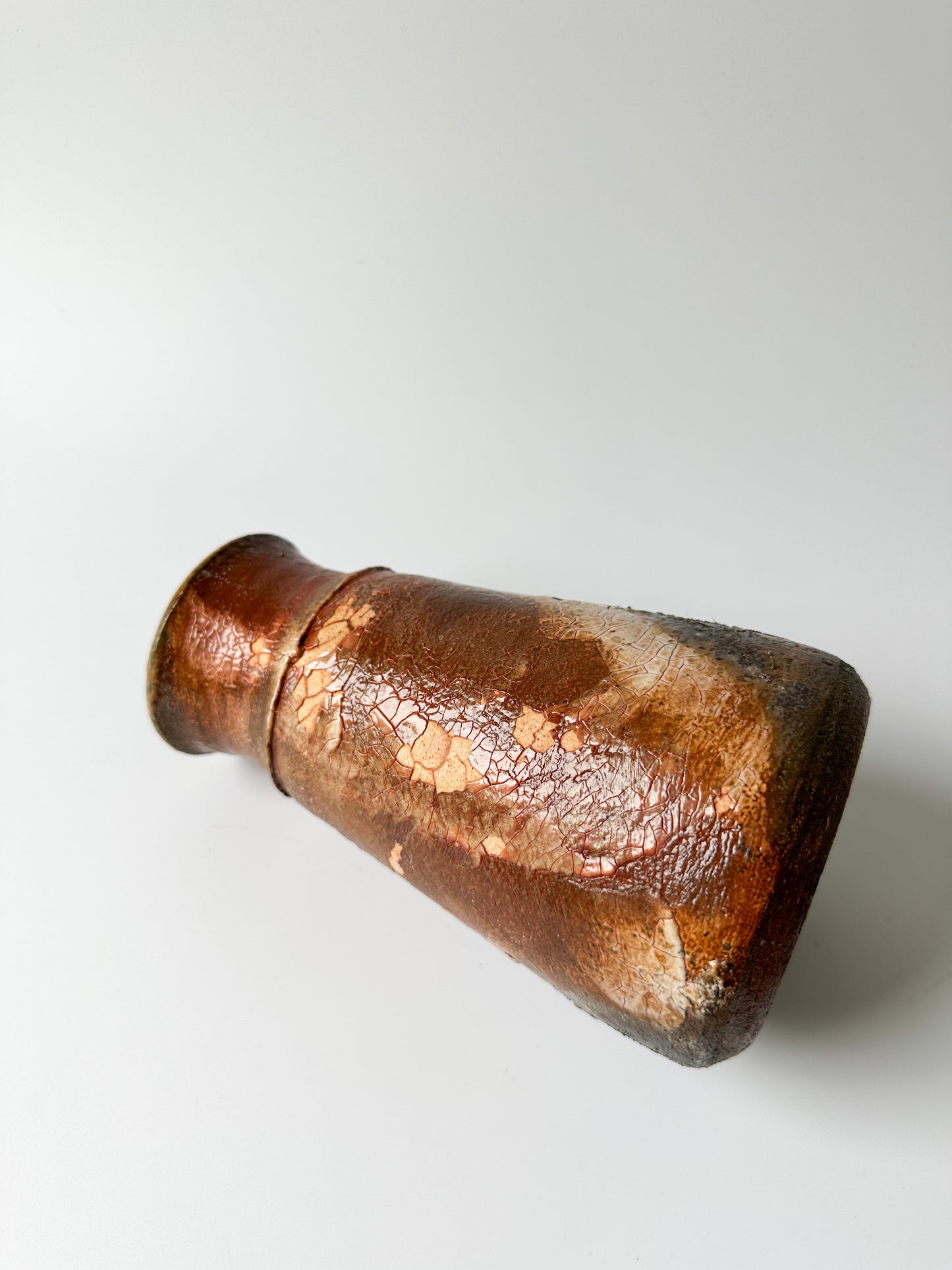 Rusty Red and Brown Raku Pottery Vase